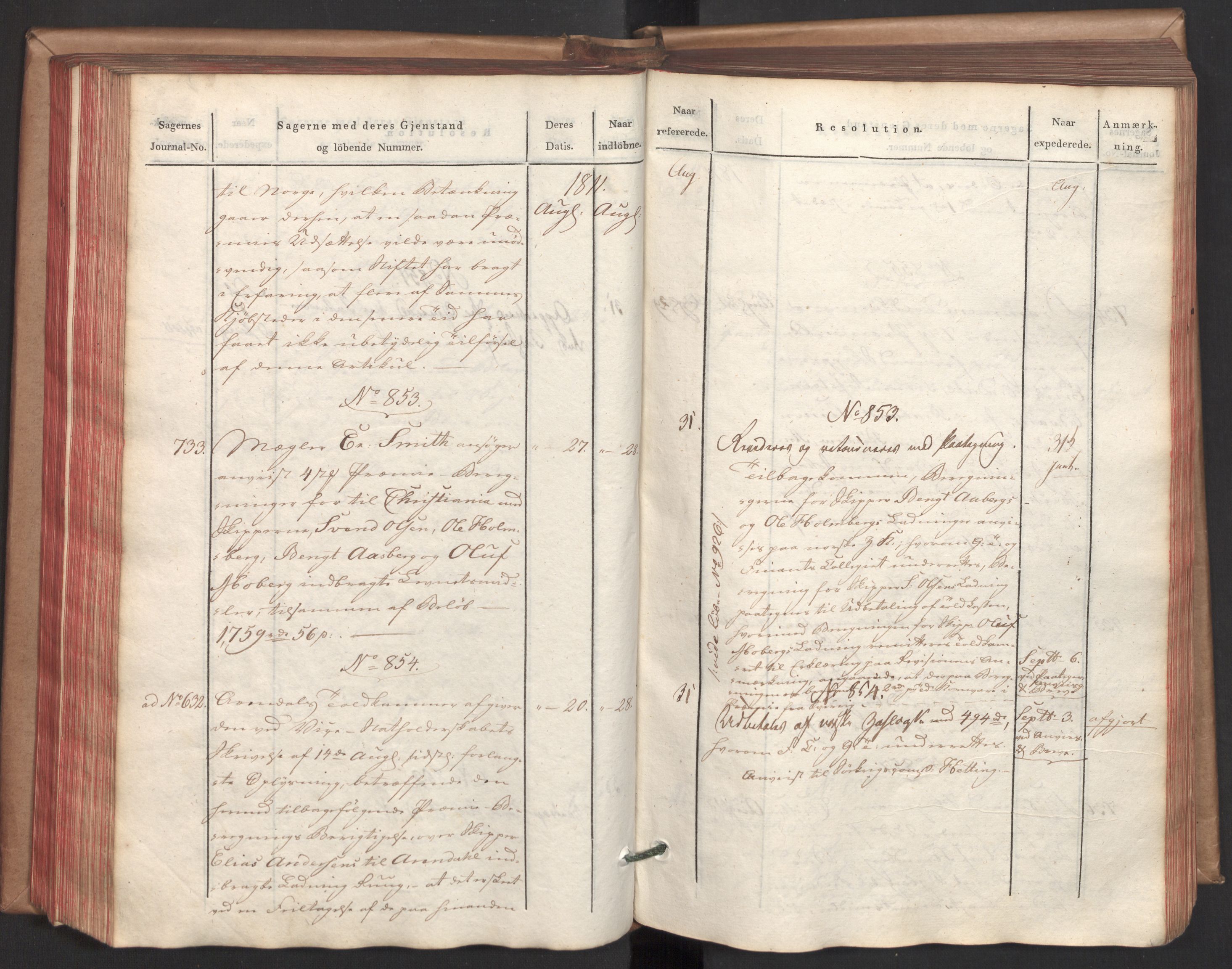 Stattholderembetet 1810-1814, 2. kontor (Kontor B), AV/RA-EA-5432/Ab/L0002: Referatprotokoll,  j.nr. 291-1001,  l.nr. 348-1179, 1811, p. 173