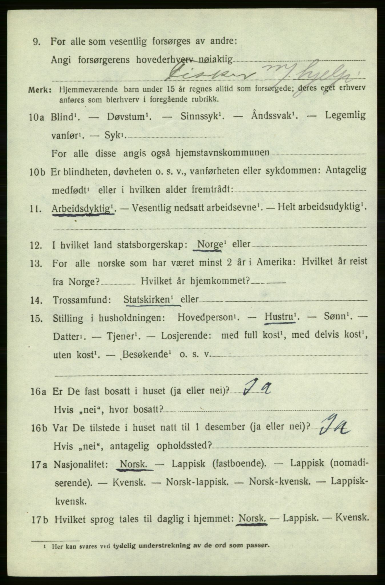 SATØ, 1920 census for Hasvik, 1920, p. 3154