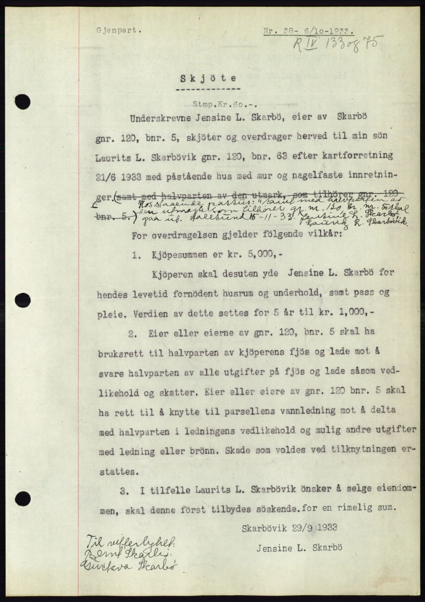 Ålesund byfogd, AV/SAT-A-4384: Mortgage book no. 31, 1933-1934, Deed date: 06.10.1933