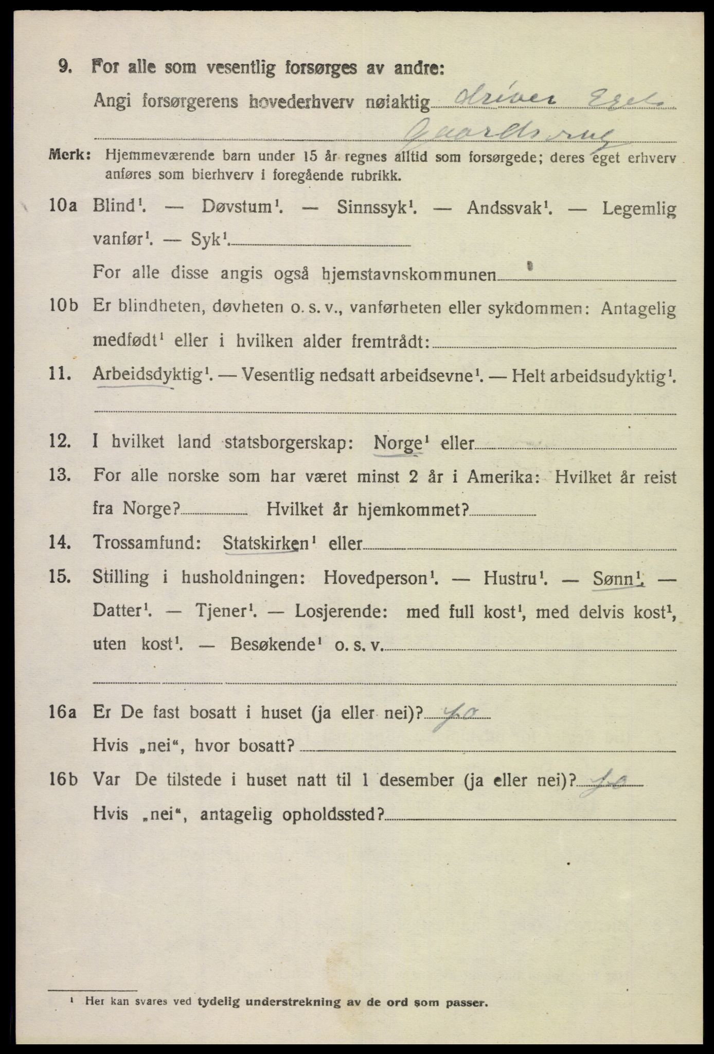 SAK, 1920 census for Lista, 1920, p. 12918
