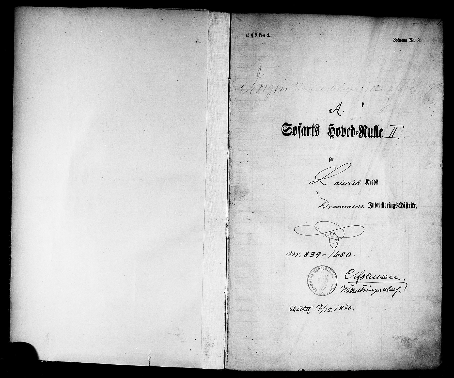 Larvik innrulleringskontor, AV/SAKO-A-787/F/Fc/L0004: Hovedrulle, 1868, p. 2