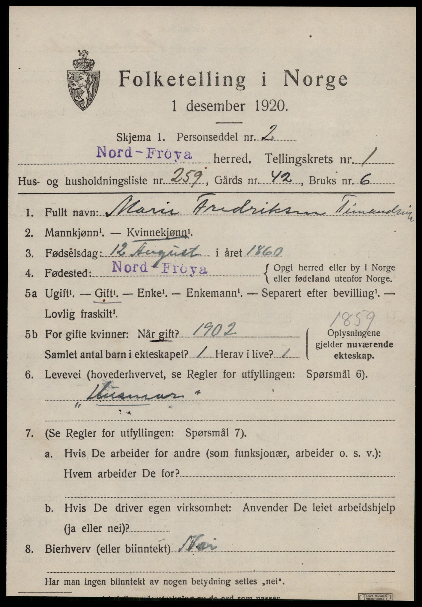 SAT, 1920 census for Nord-Frøya, 1920, p. 4551