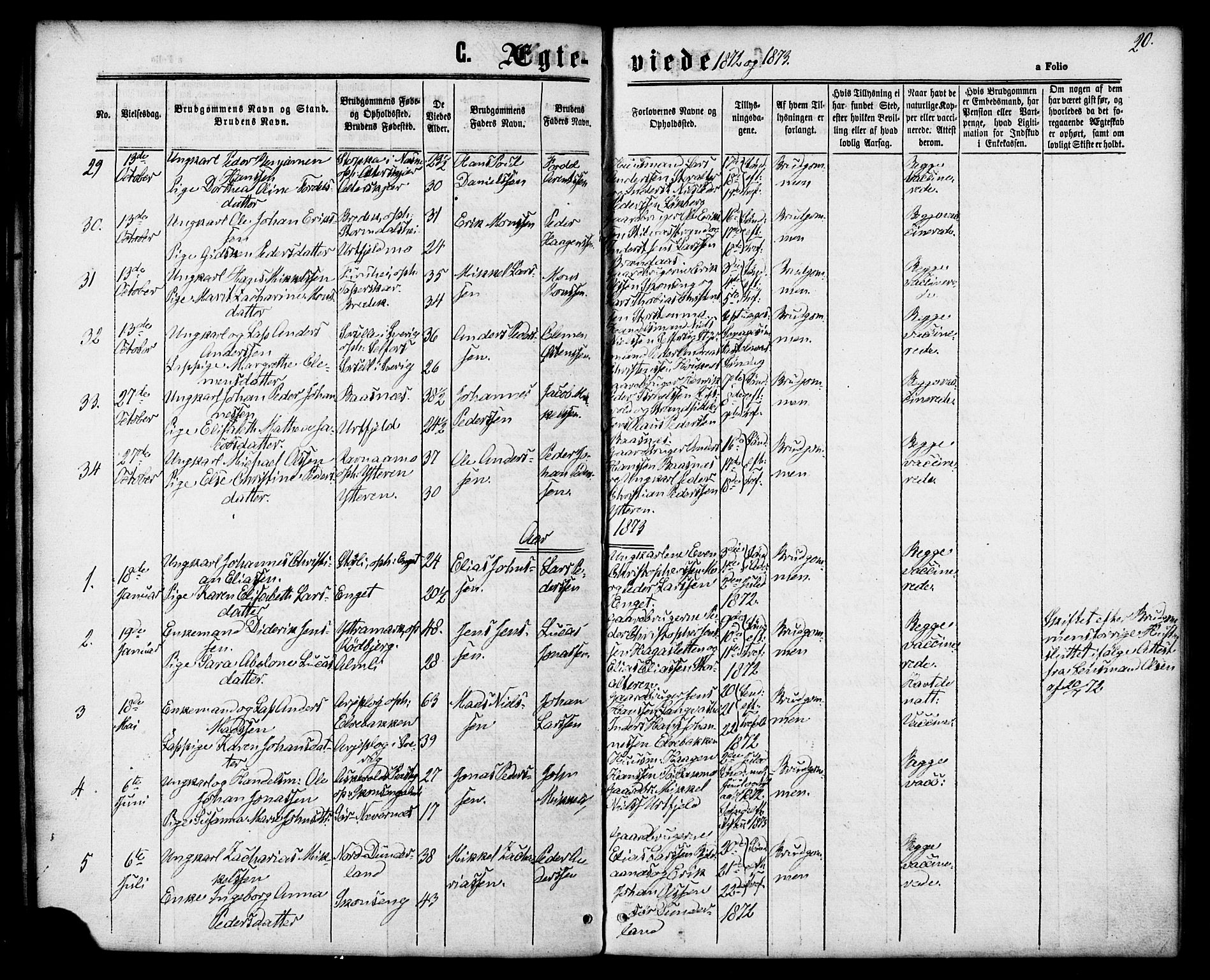 Ministerialprotokoller, klokkerbøker og fødselsregistre - Nordland, SAT/A-1459/827/L0395: Parish register (official) no. 827A07, 1864-1886, p. 20