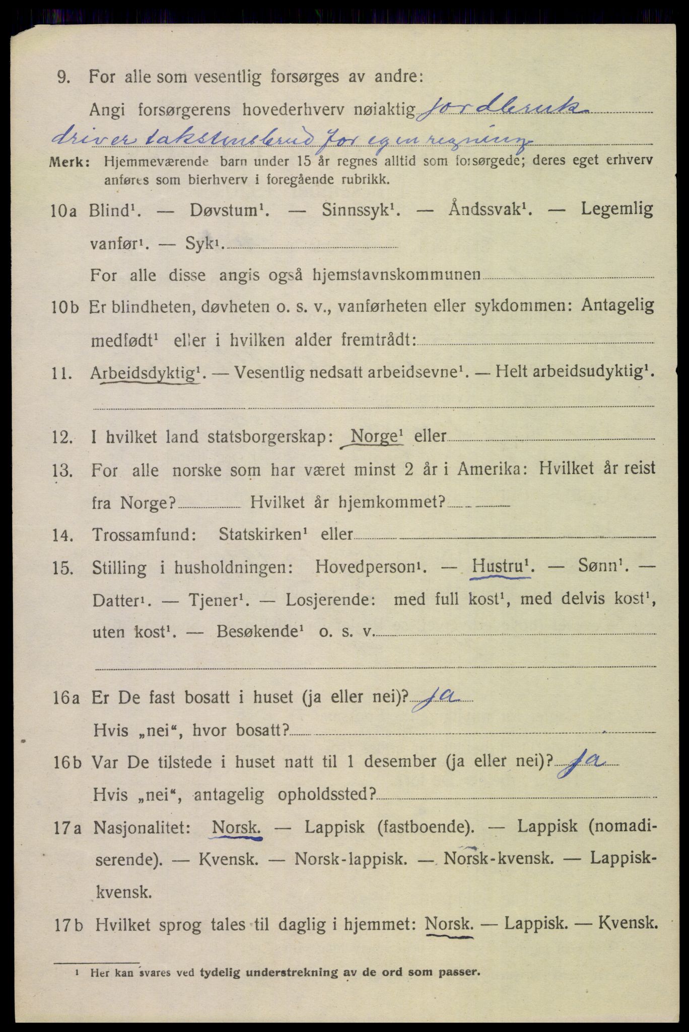 SAT, 1920 census for Saltdal, 1920, p. 8516