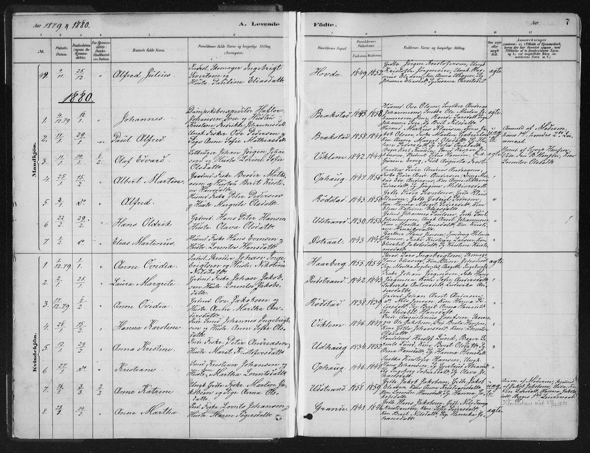 Ministerialprotokoller, klokkerbøker og fødselsregistre - Sør-Trøndelag, SAT/A-1456/659/L0739: Parish register (official) no. 659A09, 1879-1893, p. 7