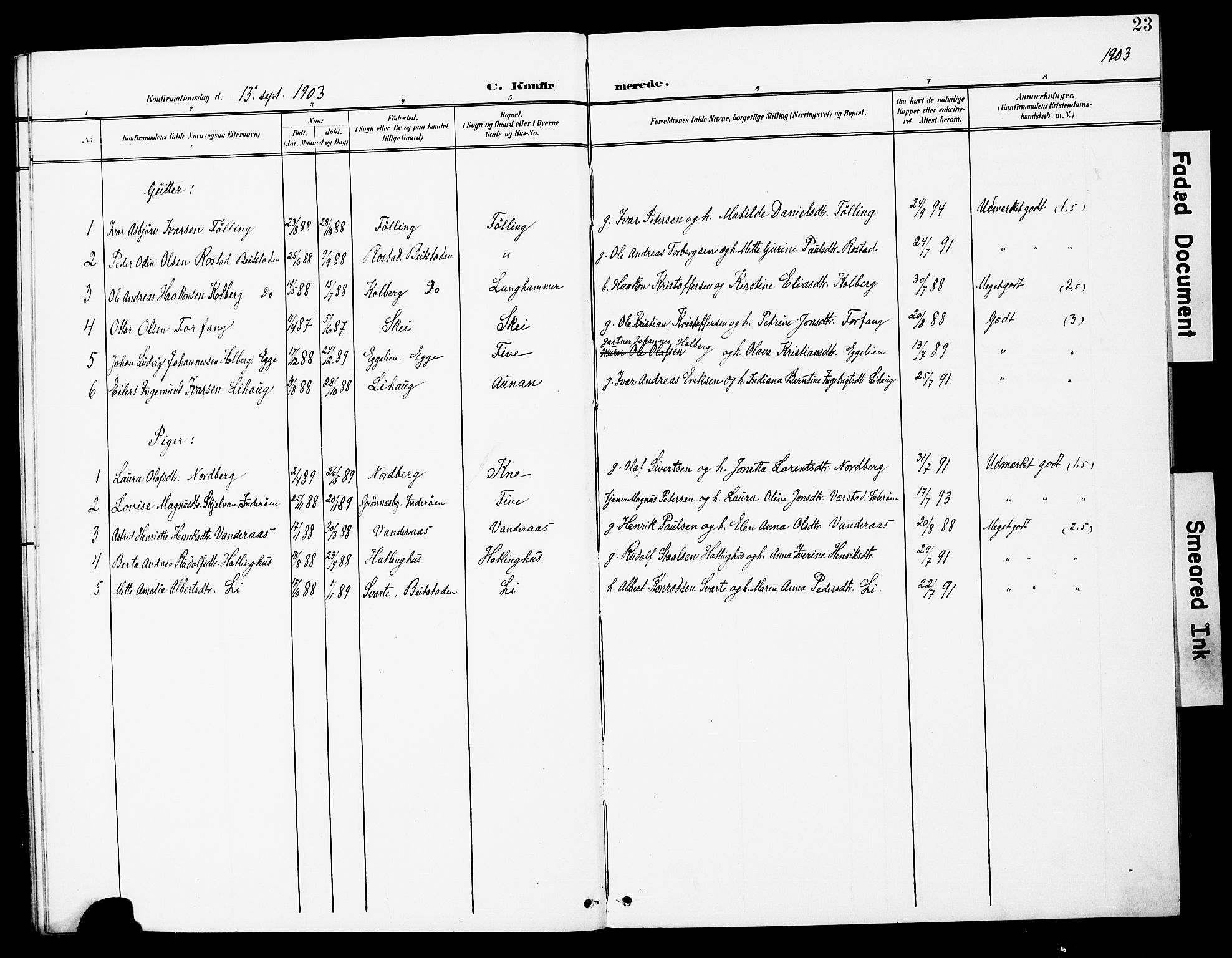 Ministerialprotokoller, klokkerbøker og fødselsregistre - Nord-Trøndelag, AV/SAT-A-1458/748/L0464: Parish register (official) no. 748A01, 1900-1908, p. 23