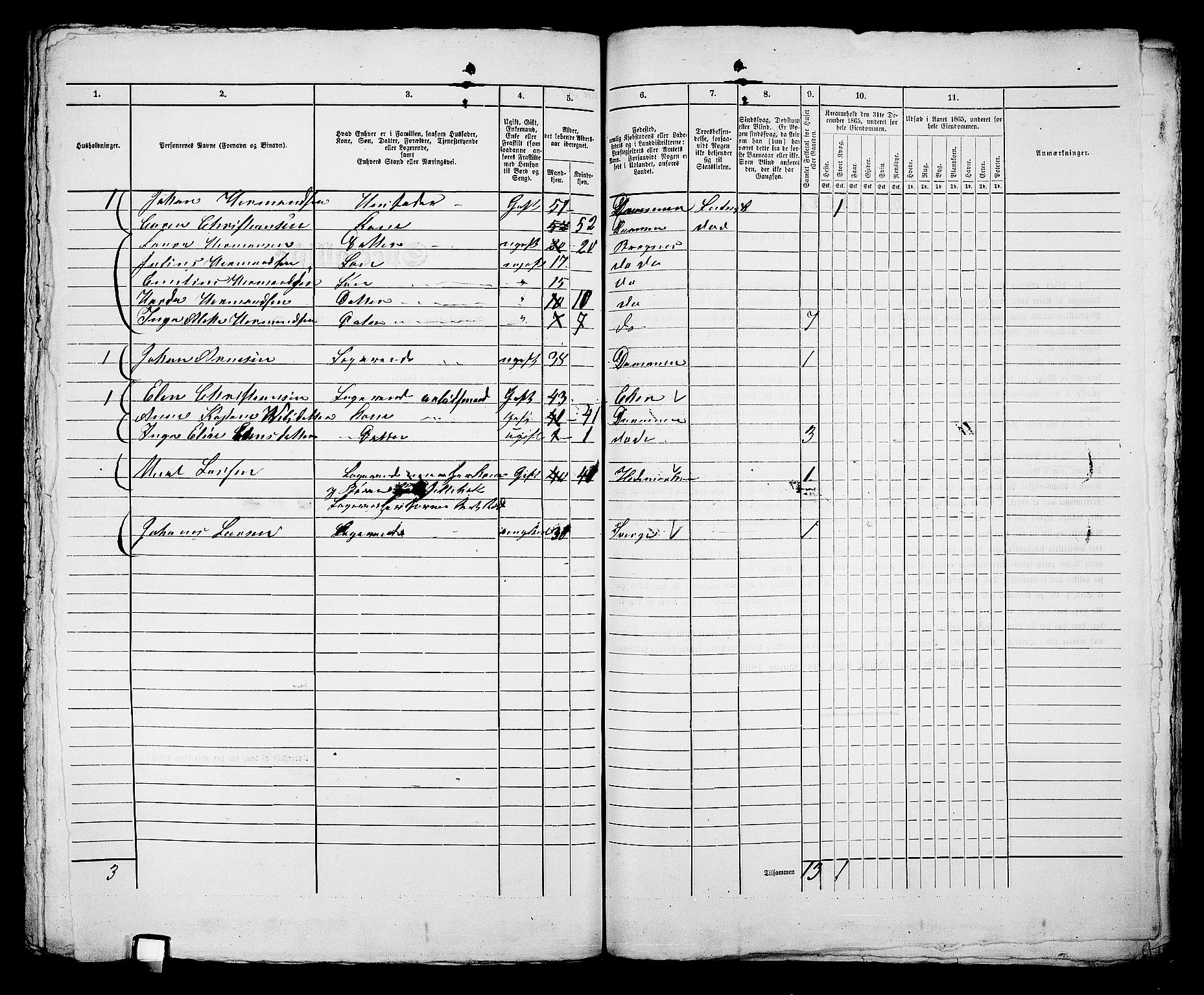 RA, 1865 census for Bragernes in Drammen, 1865, p. 1200