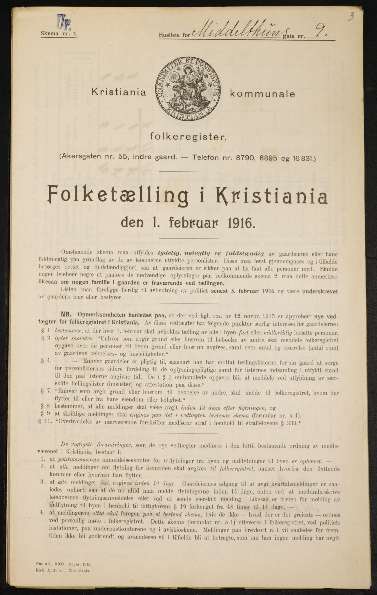 OBA, Municipal Census 1916 for Kristiania, 1916, p. 66966