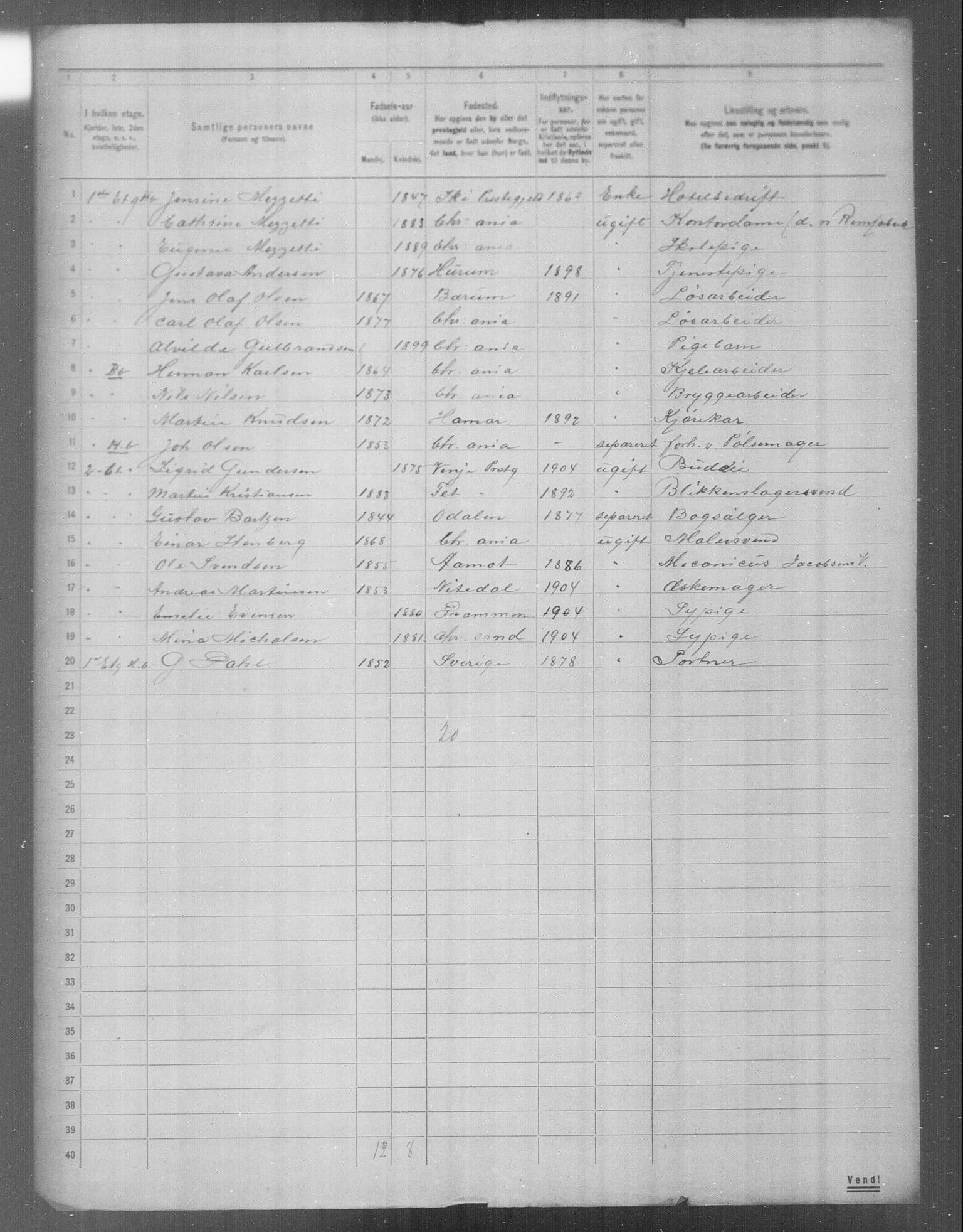 OBA, Municipal Census 1904 for Kristiania, 1904, p. 21388