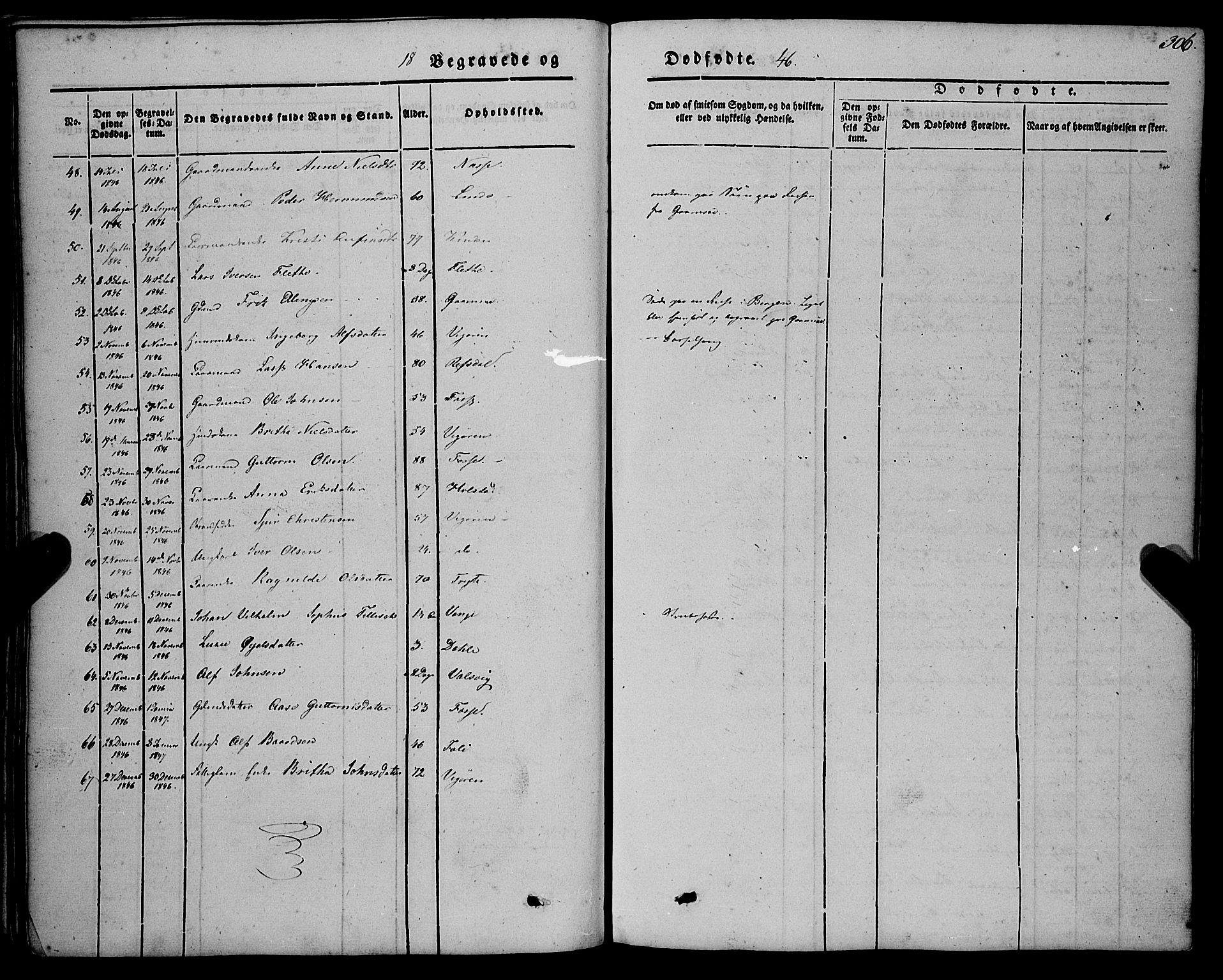 Vik sokneprestembete, AV/SAB-A-81501/H/Haa/Haaa/L0008: Parish register (official) no. A 8, 1846-1865, p. 306