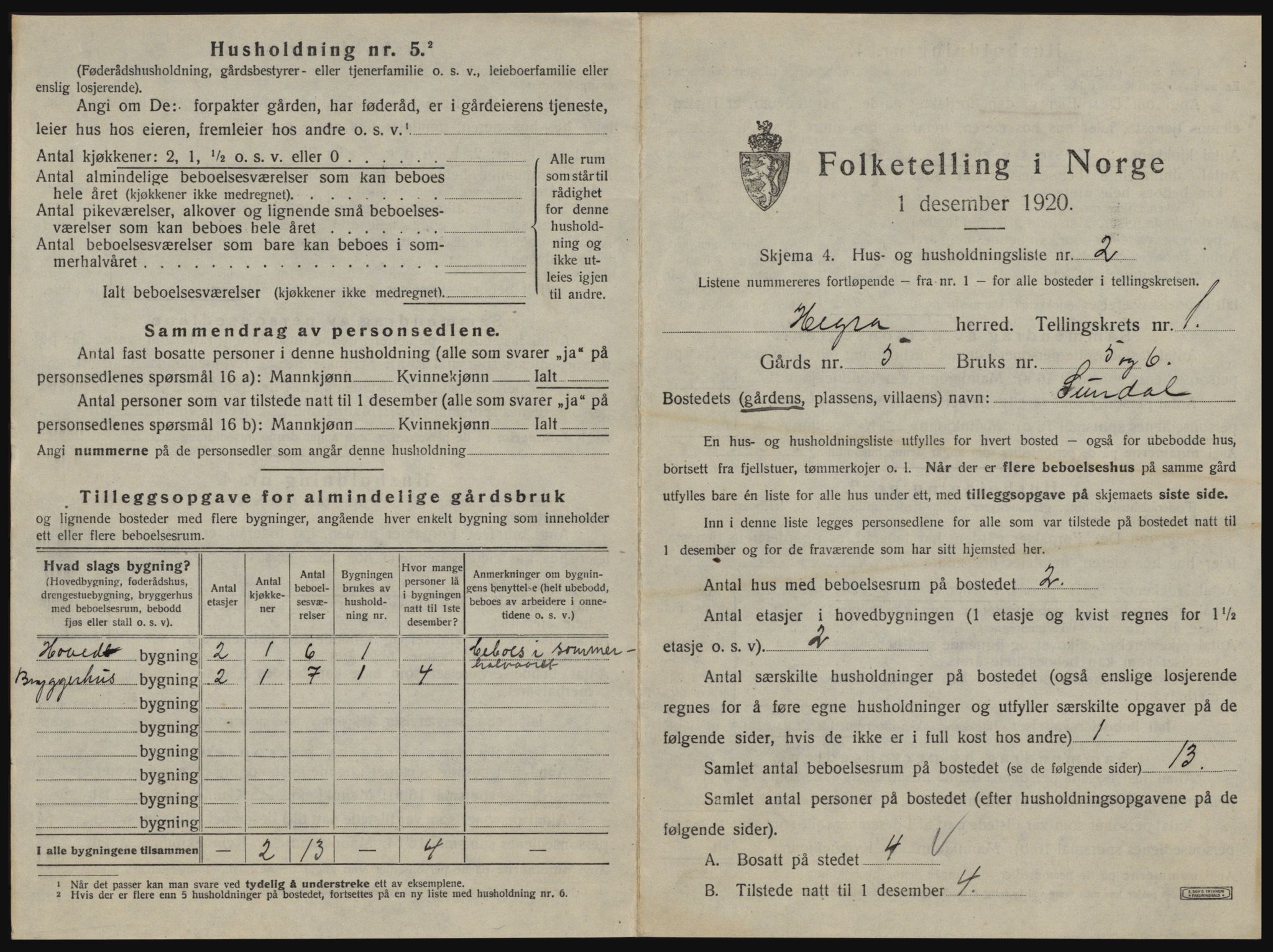 SAT, 1920 census for Hegra, 1920, p. 42