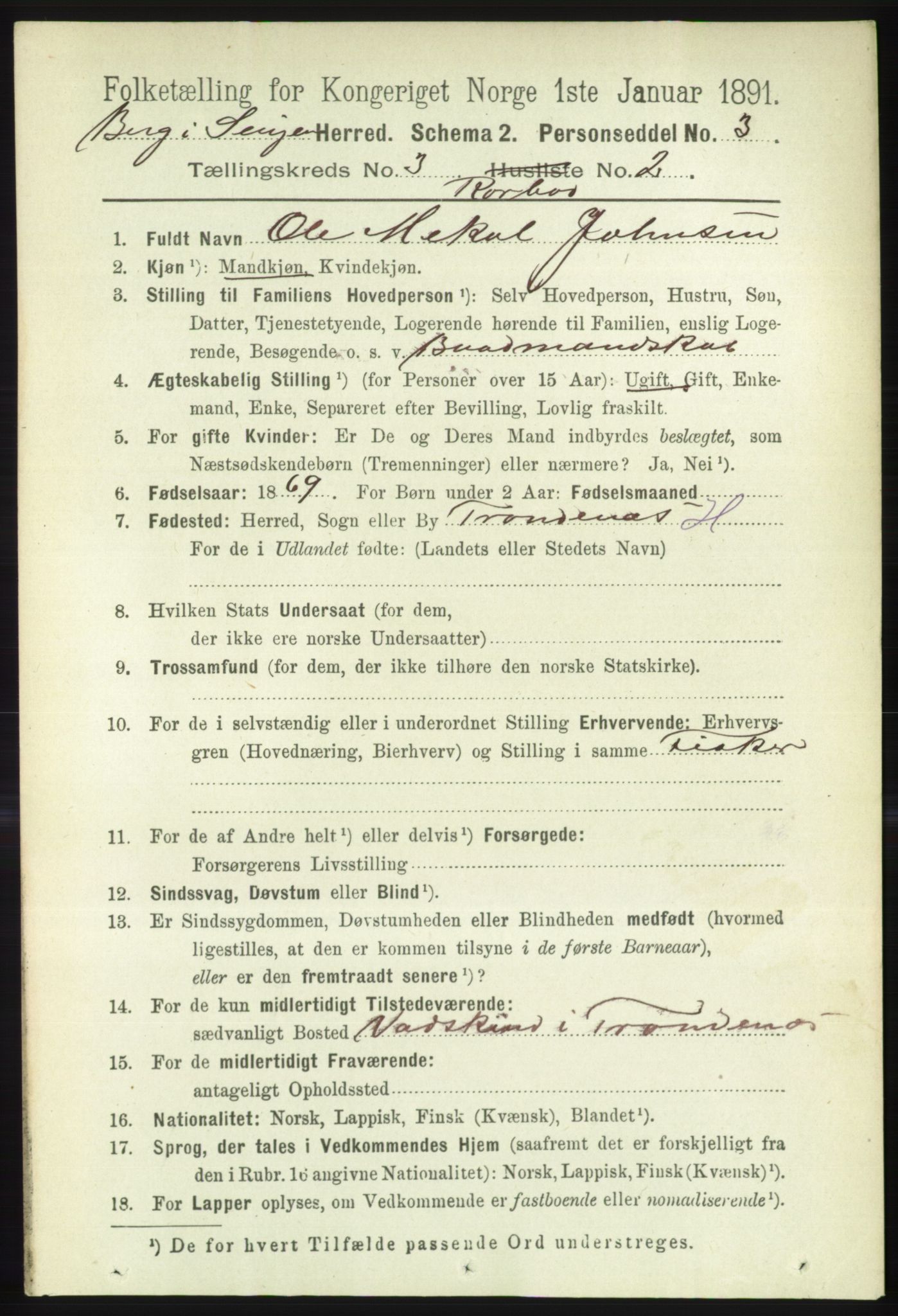 RA, 1891 census for 1929 Berg, 1891, p. 1353