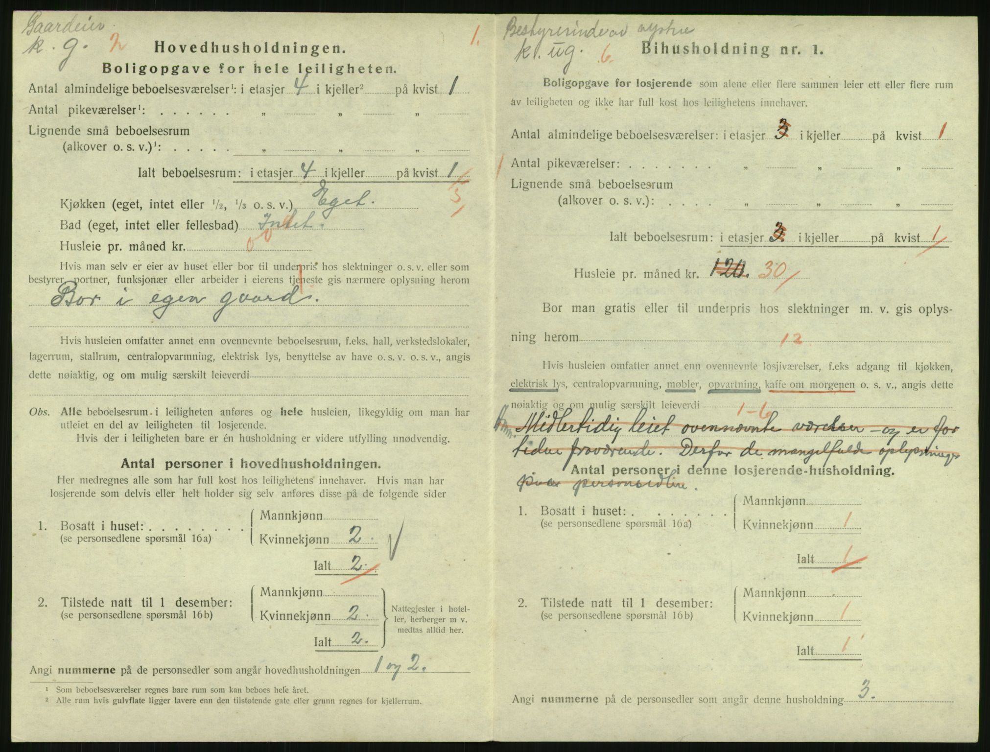 SAH, 1920 census for Lillehammer, 1920, p. 1523