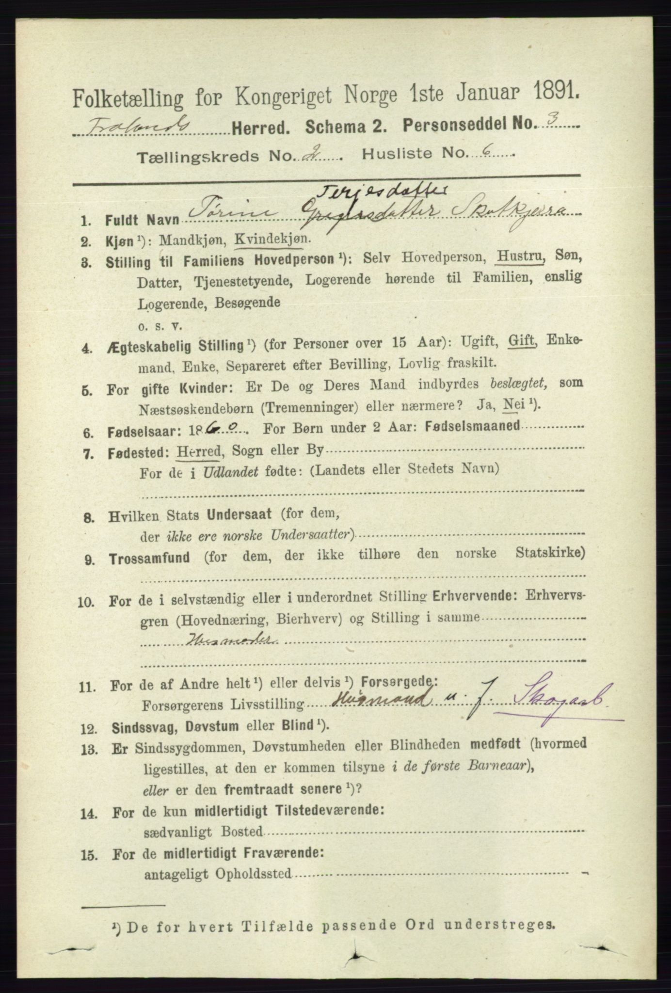 RA, 1891 census for 0919 Froland, 1891, p. 521