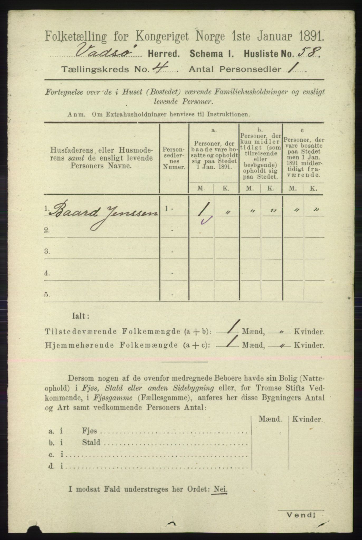 RA, 1891 census for 2029 Vadsø, 1891, p. 1201