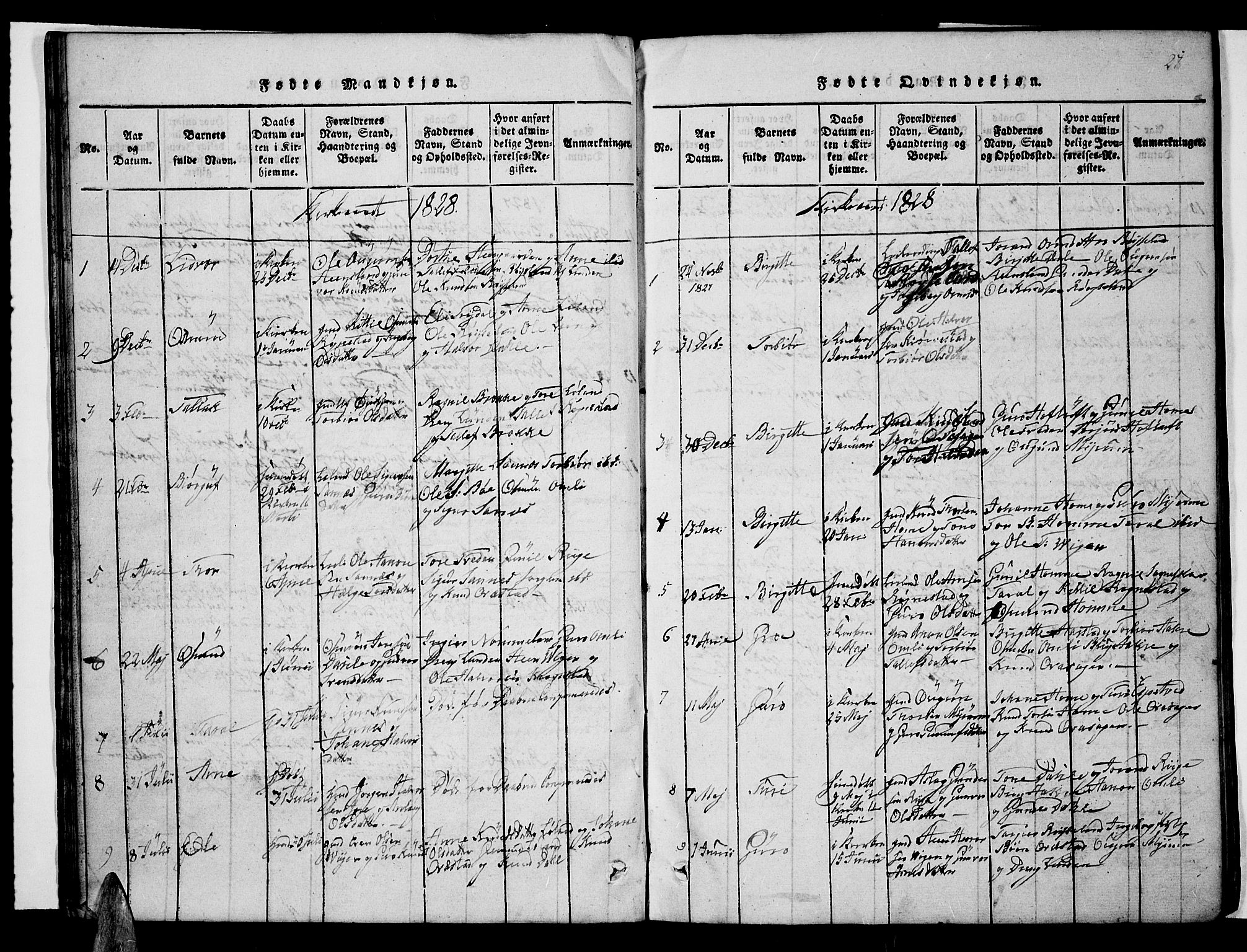 Valle sokneprestkontor, AV/SAK-1111-0044/F/Fb/Fbc/L0001: Parish register (copy) no. B 1 /1, 1816-1829, p. 27