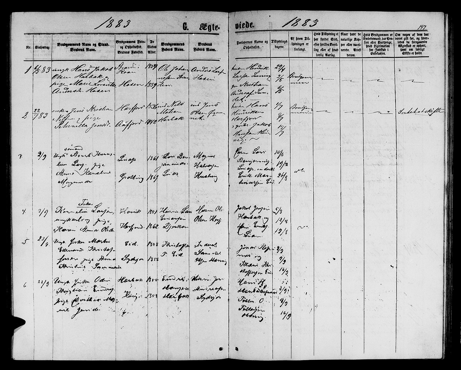 Ministerialprotokoller, klokkerbøker og fødselsregistre - Sør-Trøndelag, SAT/A-1456/656/L0695: Parish register (copy) no. 656C01, 1867-1889, p. 197