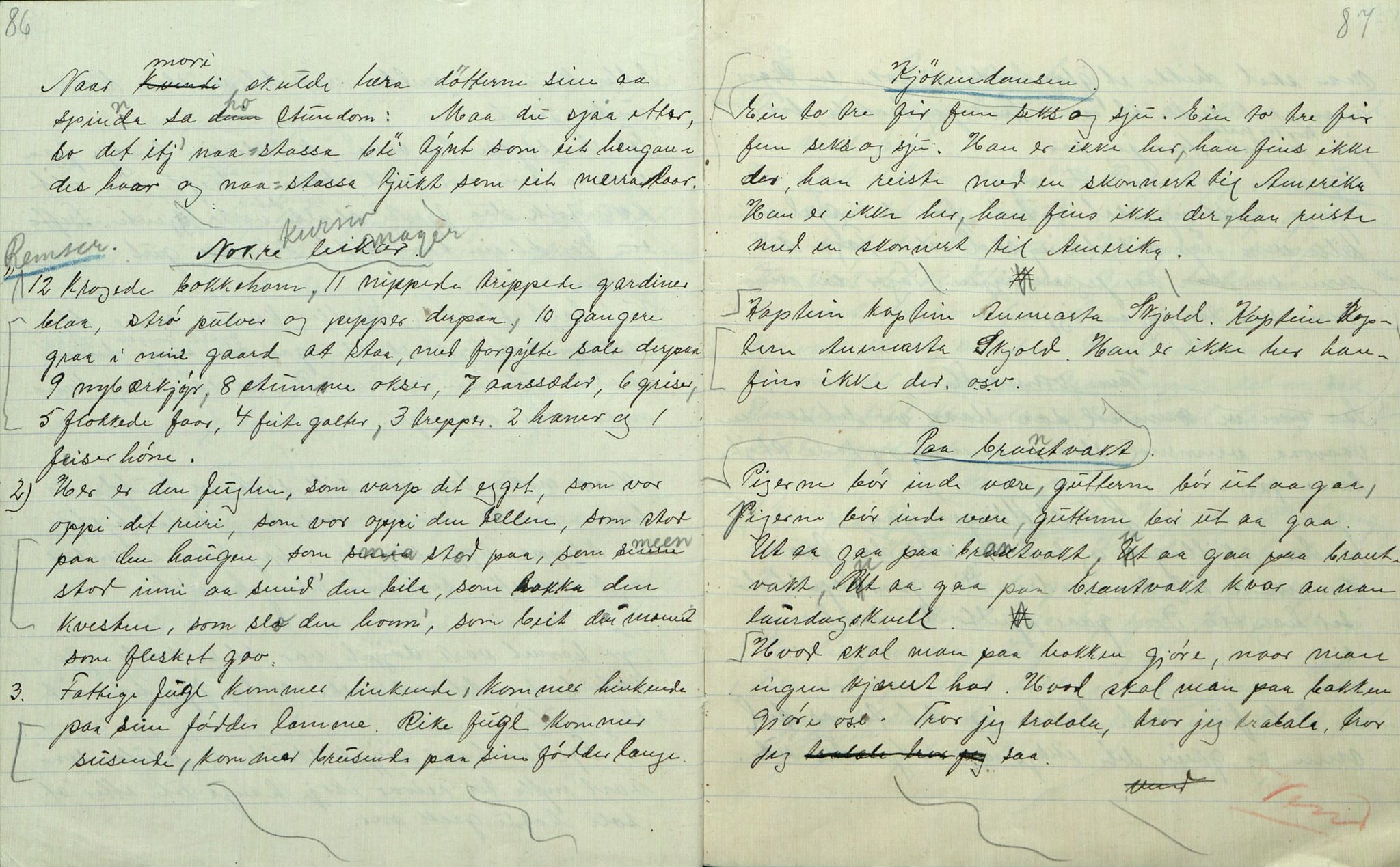 Rikard Berge, TEMU/TGM-A-1003/F/L0008/0035: 300-340 / 334 Oppskrifter av Gunnhild T. Kivle, J. A. Hagerup m.fl., 1916-1917, p. 86-87