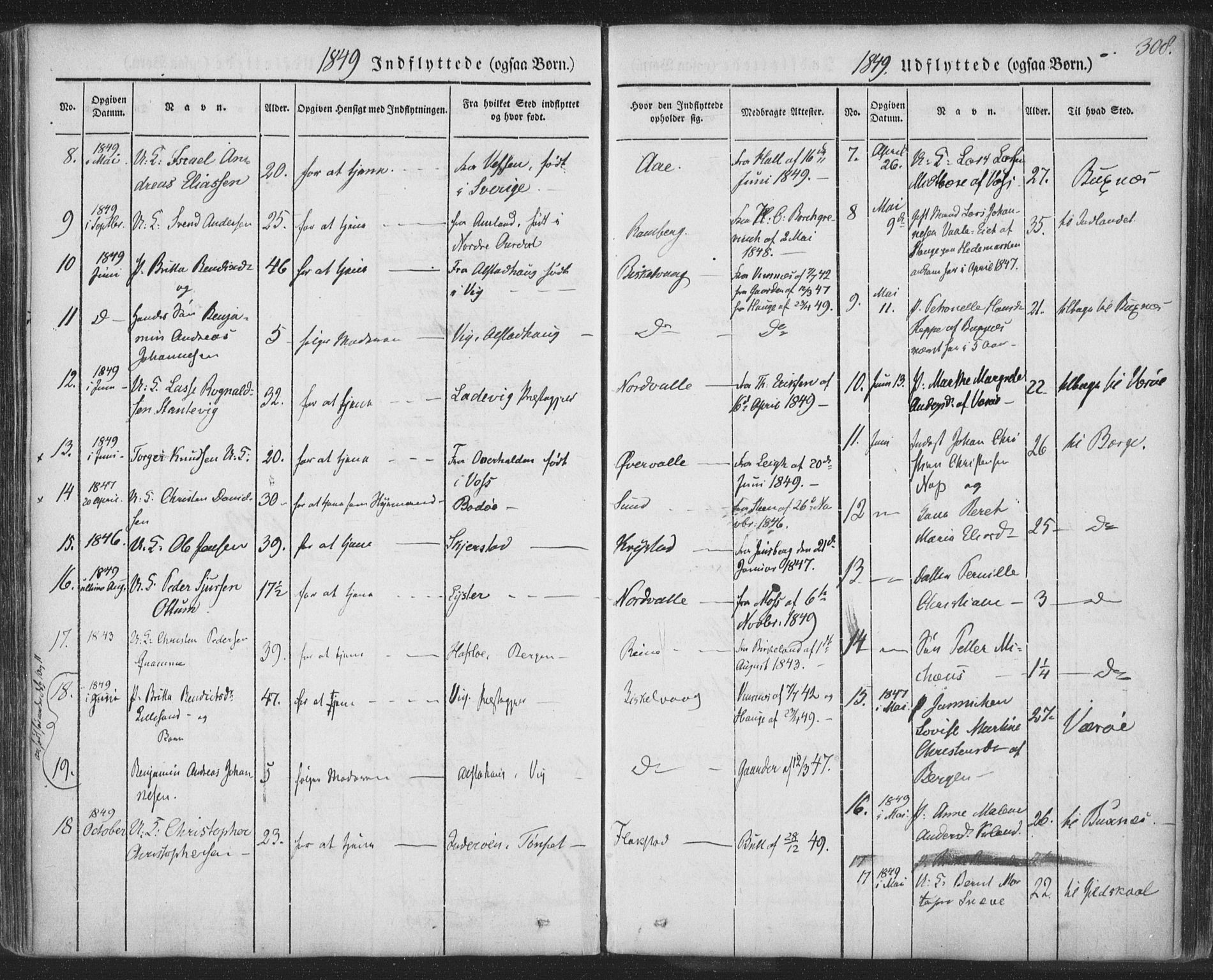 Ministerialprotokoller, klokkerbøker og fødselsregistre - Nordland, AV/SAT-A-1459/885/L1202: Parish register (official) no. 885A03, 1838-1859, p. 308