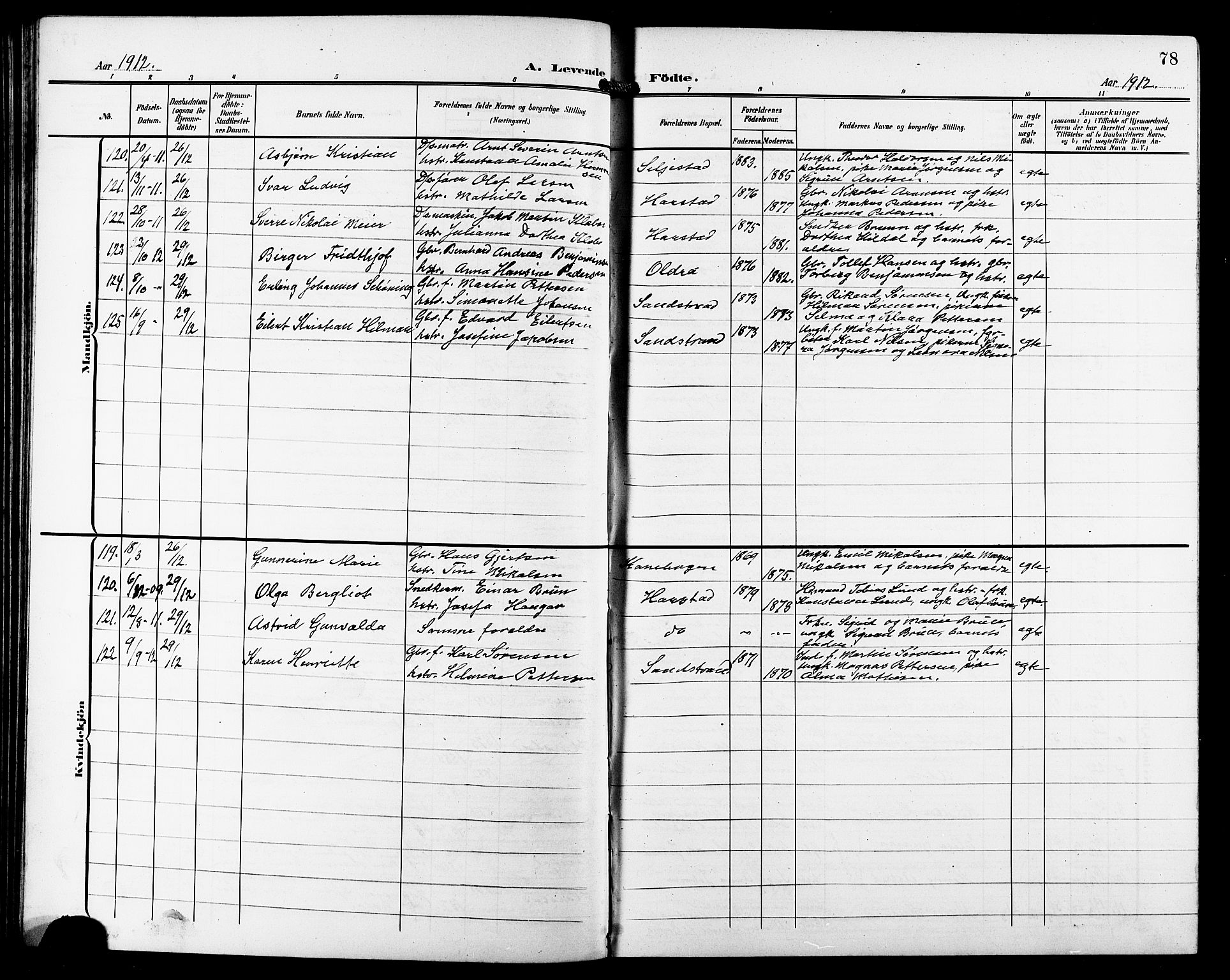 Trondenes sokneprestkontor, AV/SATØ-S-1319/H/Hb/L0012klokker: Parish register (copy) no. 12, 1907-1916, p. 78