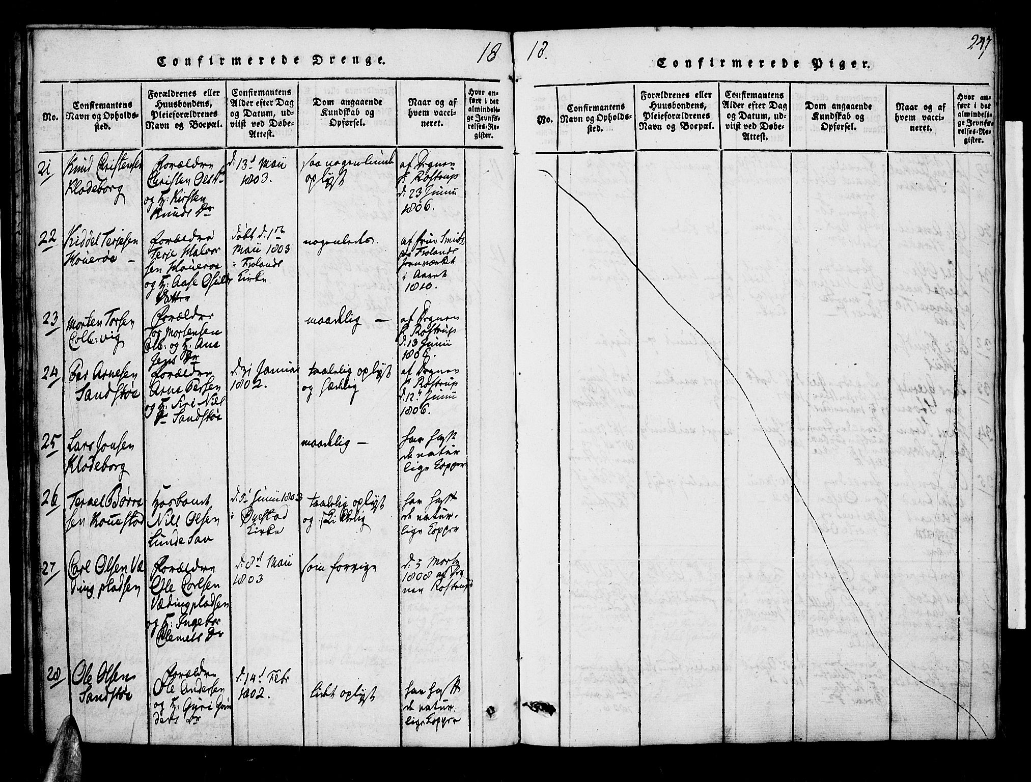 Øyestad sokneprestkontor, AV/SAK-1111-0049/F/Fa/L0012: Parish register (official) no. A 12, 1816-1827, p. 247