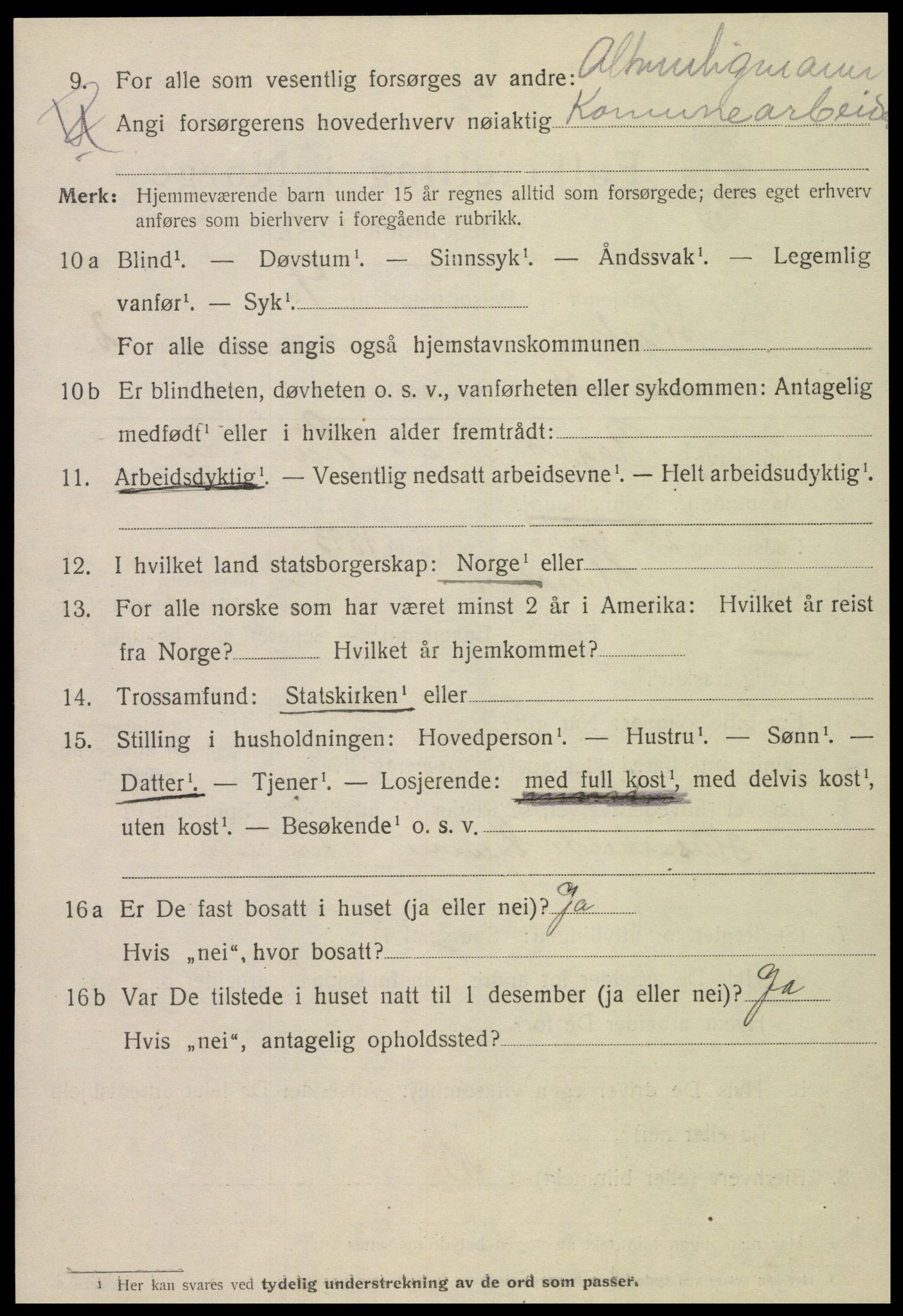 SAT, 1920 census for Steinkjer, 1920, p. 5321