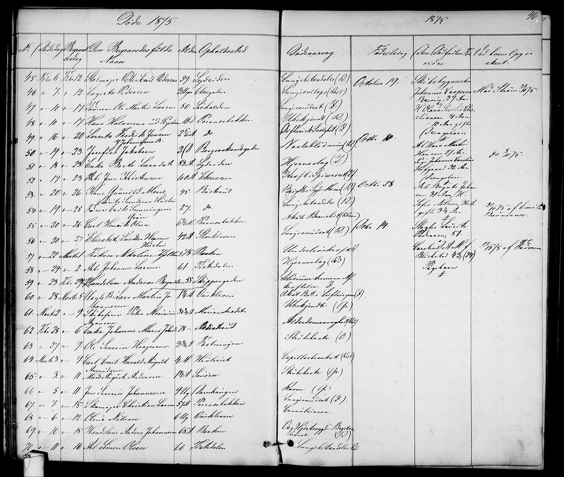 Halden prestekontor Kirkebøker, SAO/A-10909/G/Ga/L0007: Parish register (copy) no. 7, 1869-1884, p. 46
