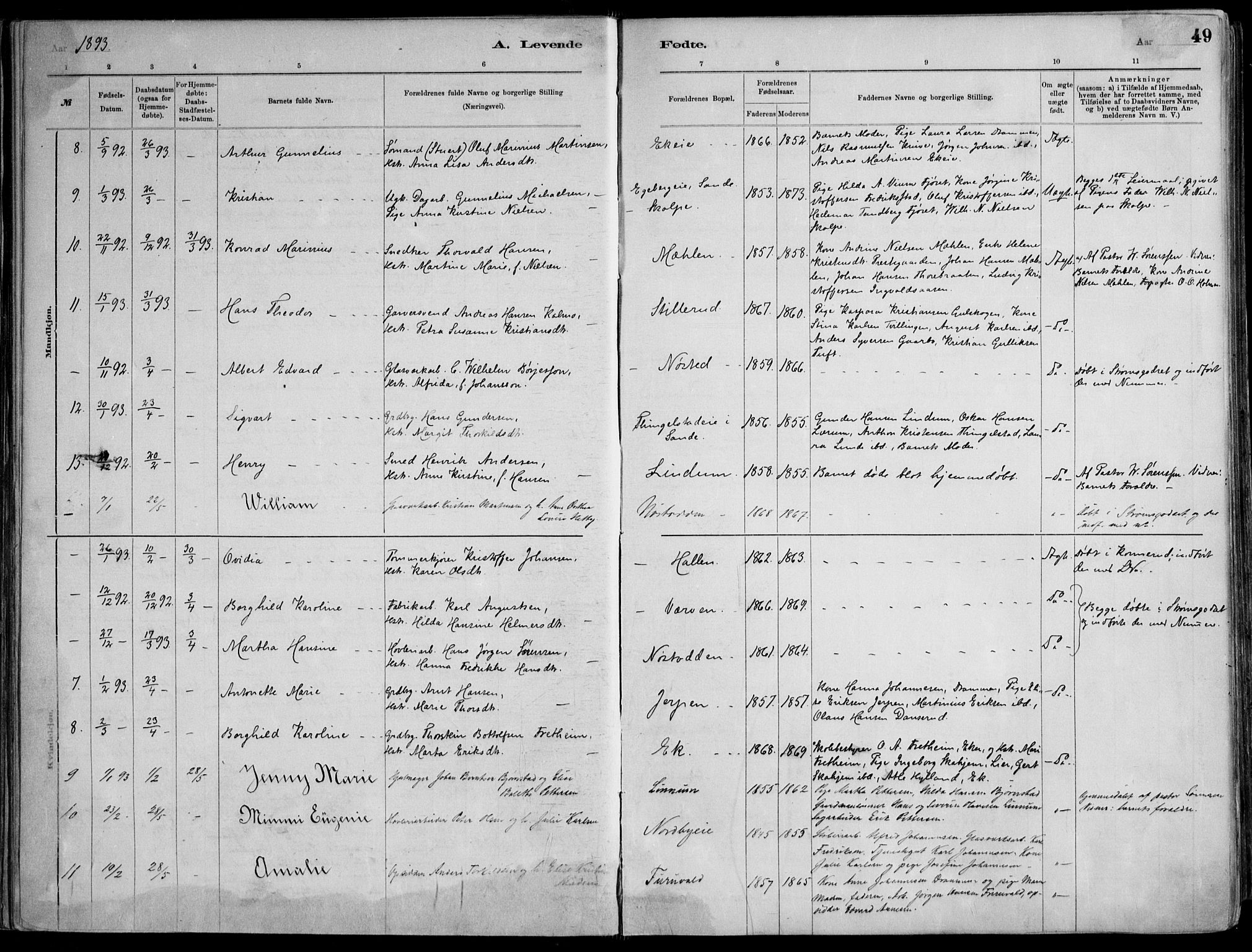 Skoger kirkebøker, AV/SAKO-A-59/F/Fa/L0006: Parish register (official) no. I 6, 1885-1910, p. 49