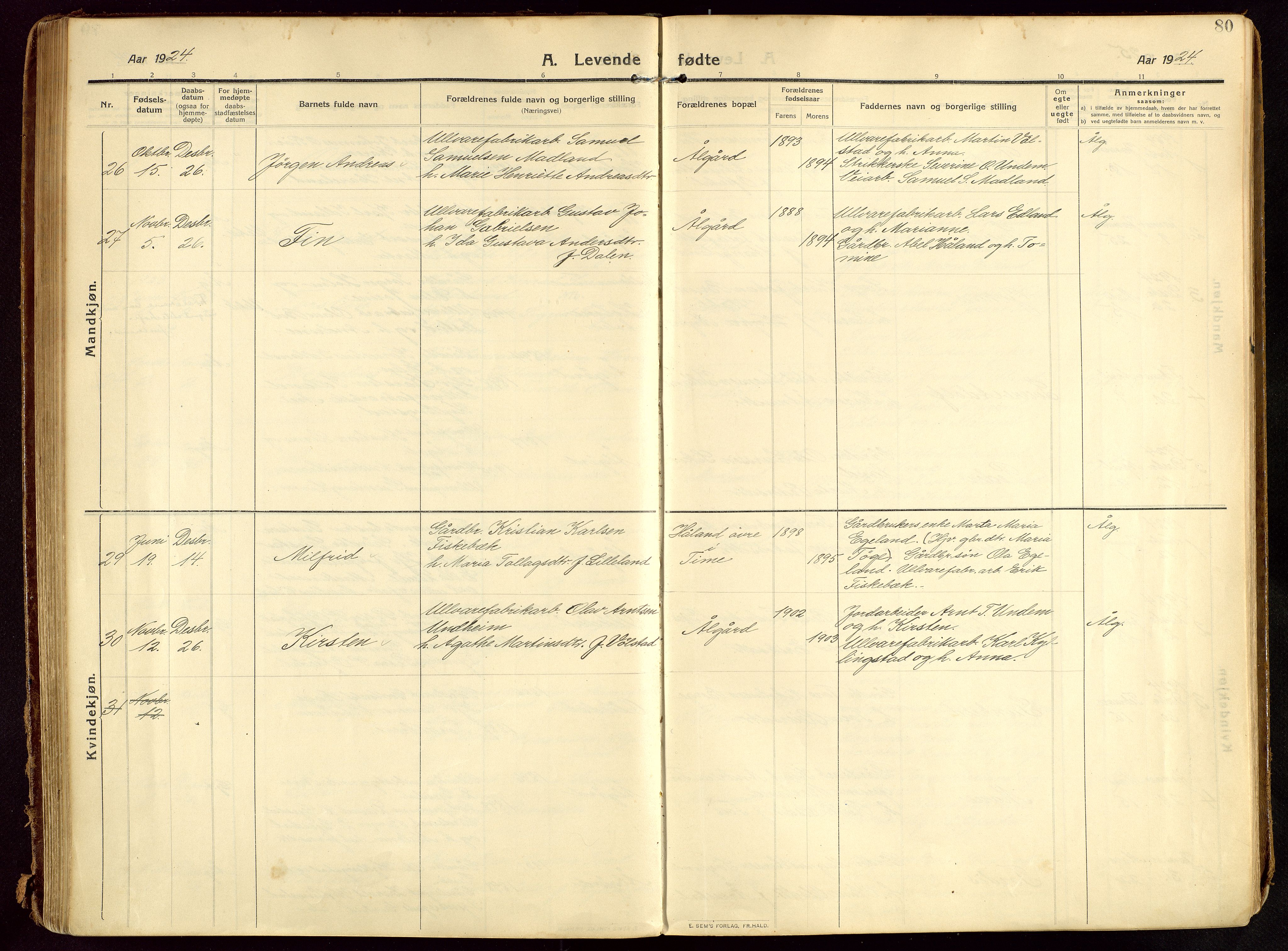 Lye sokneprestkontor, AV/SAST-A-101794/002/B/L0001: Parish register (official) no. A 13, 1910-1925, p. 80