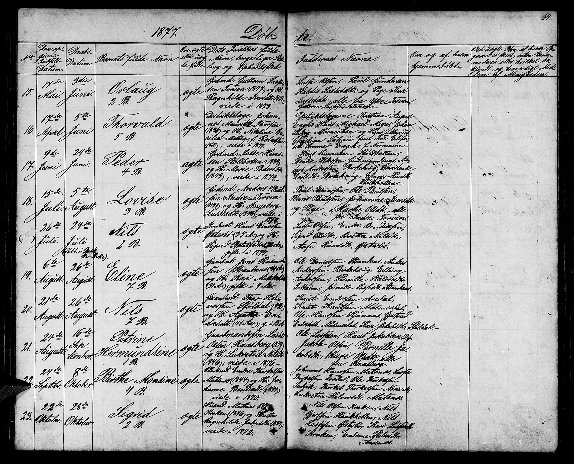 Lavik sokneprestembete, SAB/A-80901: Parish register (copy) no. A 1, 1854-1881, p. 64
