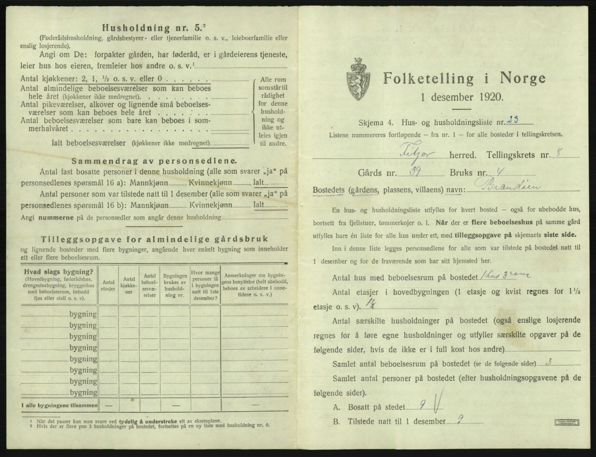 SAB, 1920 census for Fitjar, 1920, p. 503