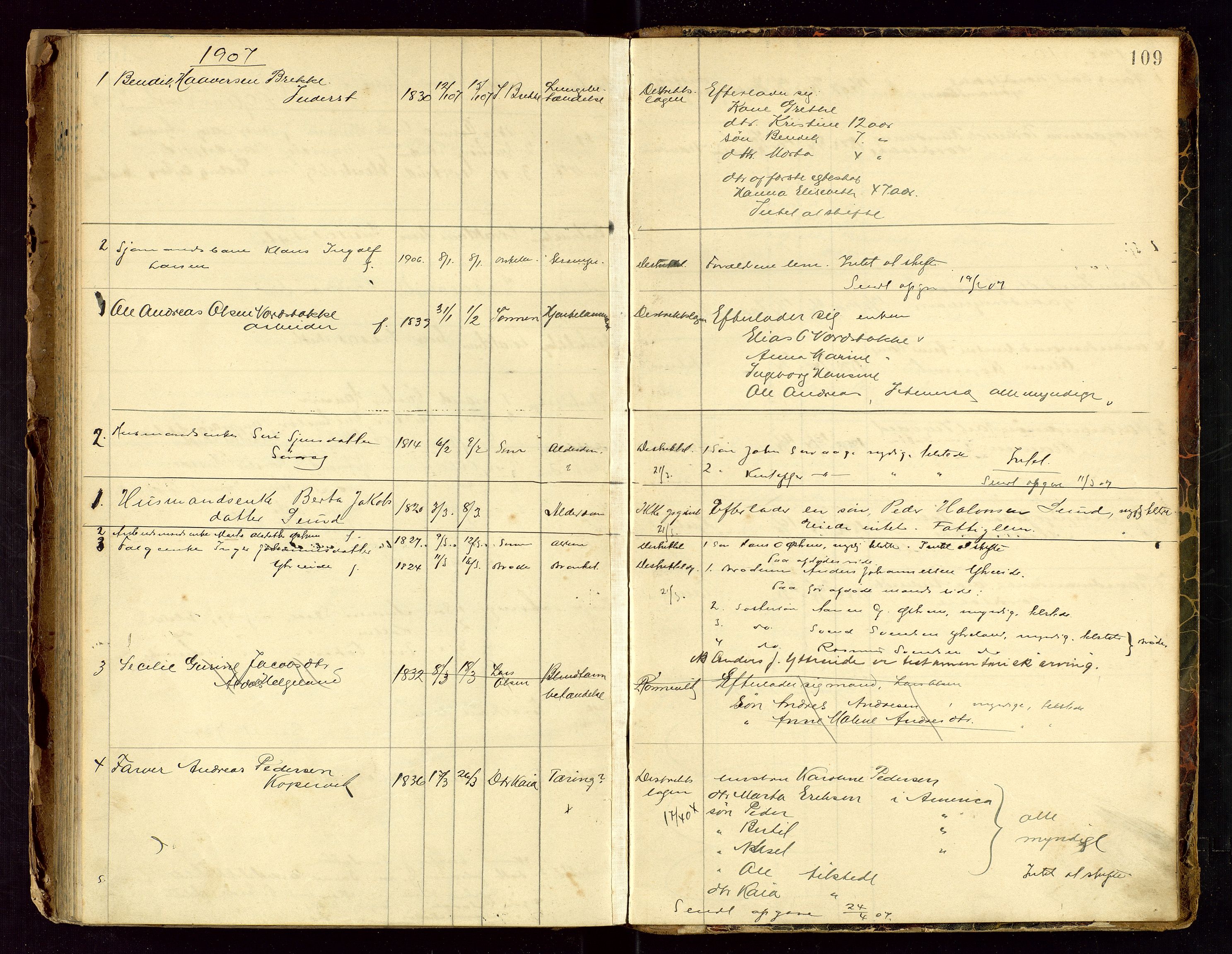 Avaldsnes lensmannskontor, SAST/A-100286/Gga/L0001: "Dødslistene Avaldsnæs Prtgd  2 - 87  Kopervig Sogn  38 - 120", 1897-1916, p. 109