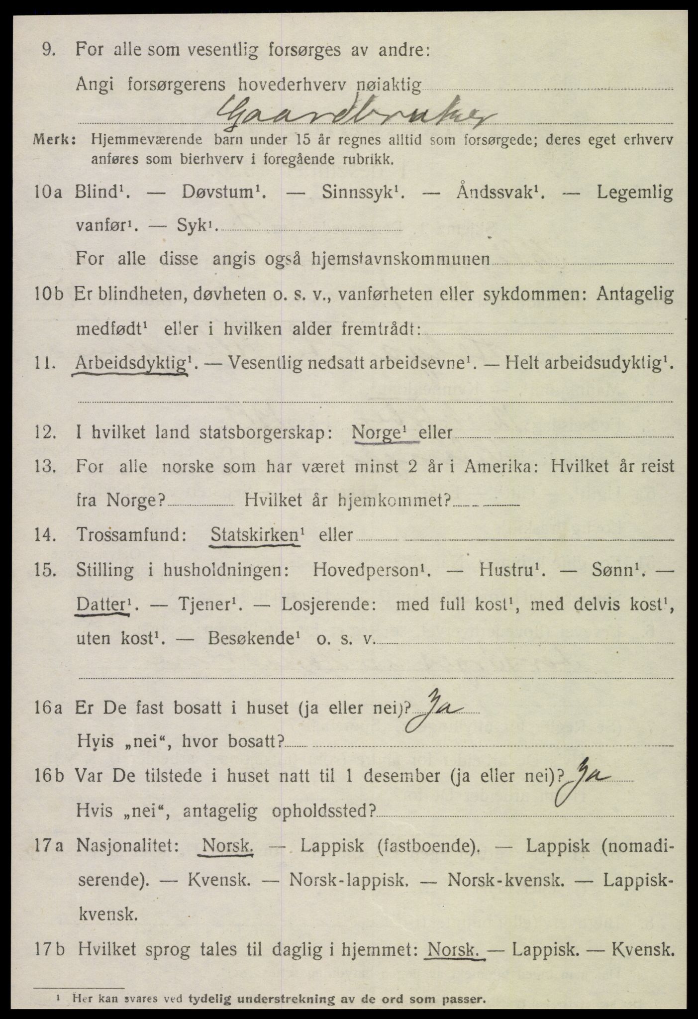 SAT, 1920 census for Klinga, 1920, p. 2066