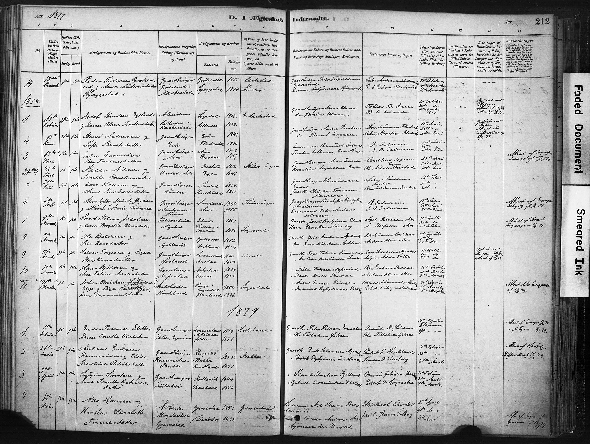 Lund sokneprestkontor, AV/SAST-A-101809/S06/L0011: Parish register (official) no. A 10, 1877-1904, p. 212