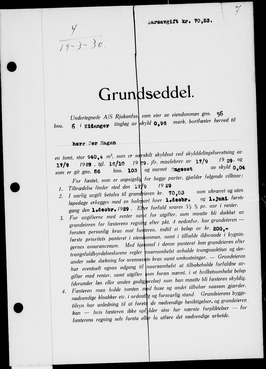 Bamble sorenskriveri, SAKO/A-214/G/Ga/Gab/L0025: Mortgage book no. II 25, 1930-1930, p. 7