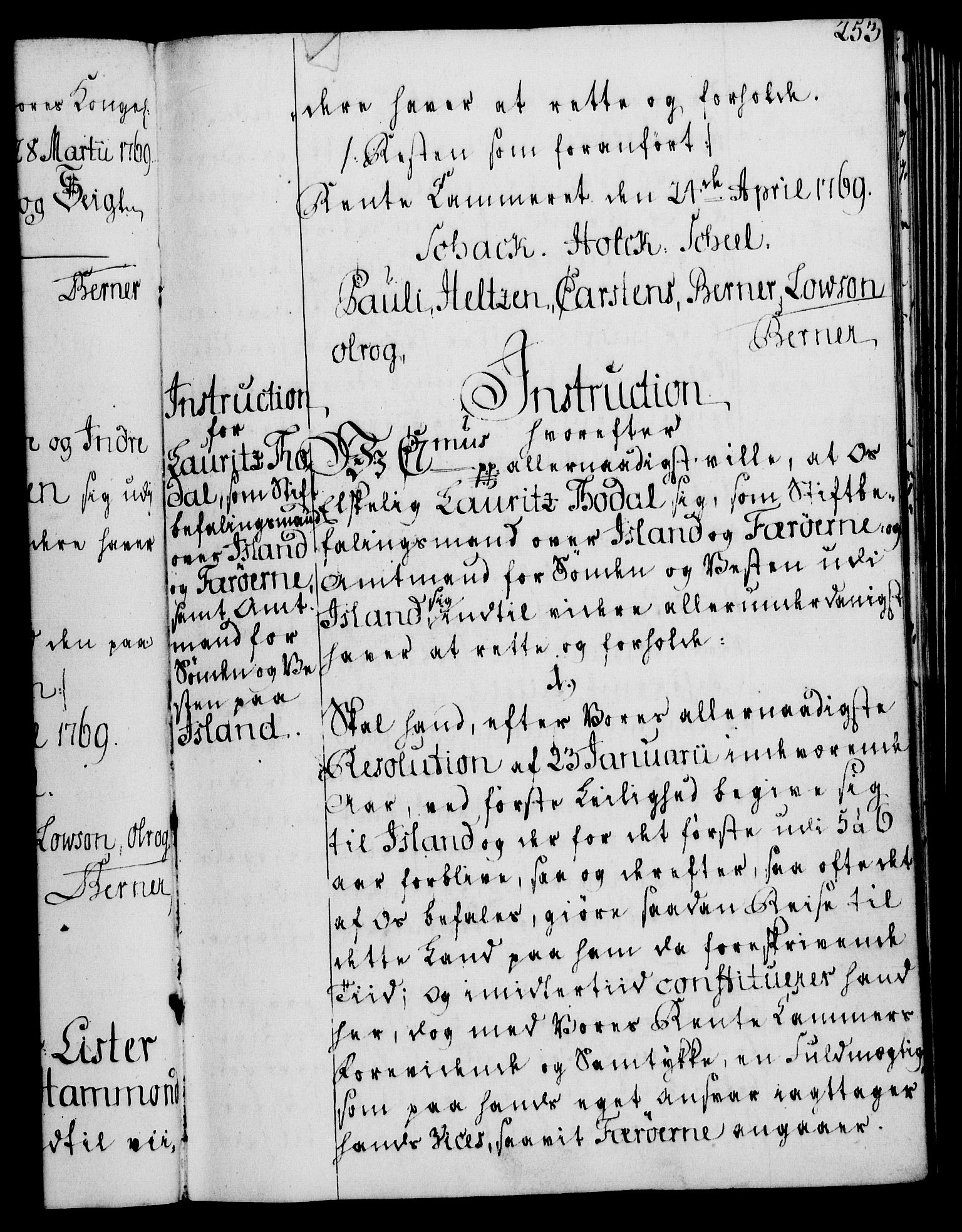 Rentekammeret, Kammerkanselliet, RA/EA-3111/G/Gg/Ggi/L0003: Norsk instruksjonsprotokoll med register (merket RK 53.36), 1751-1775, p. 253