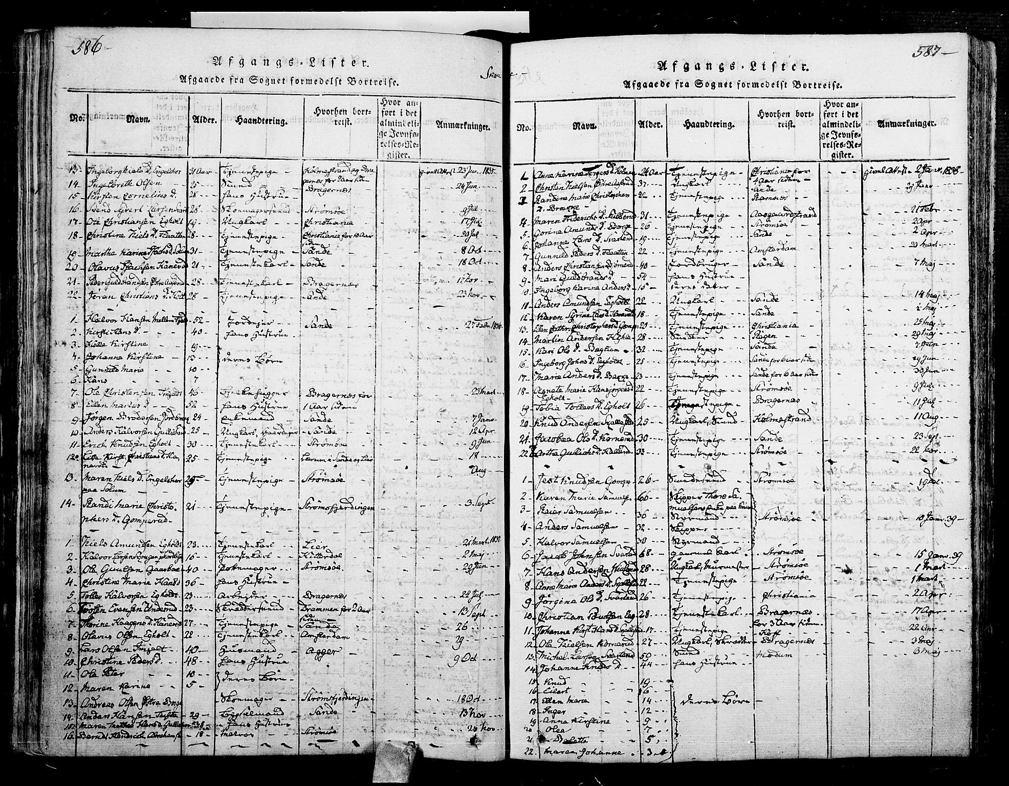 Skoger kirkebøker, AV/SAKO-A-59/F/Fa/L0002: Parish register (official) no. I 2 /1, 1814-1842, p. 586-587