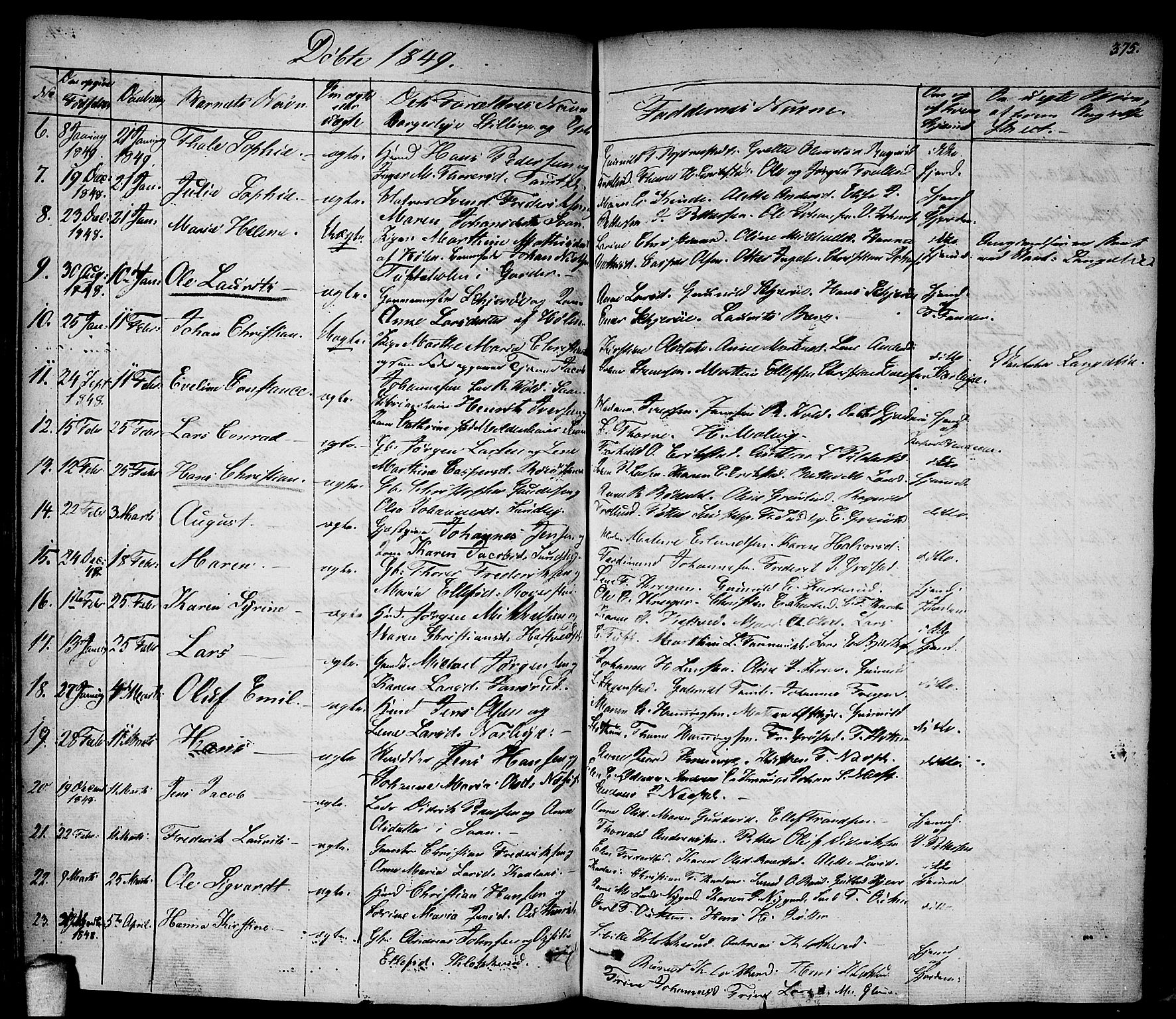 Vestby prestekontor Kirkebøker, AV/SAO-A-10893/F/Fa/L0006: Parish register (official) no. I 6, 1827-1849, p. 375