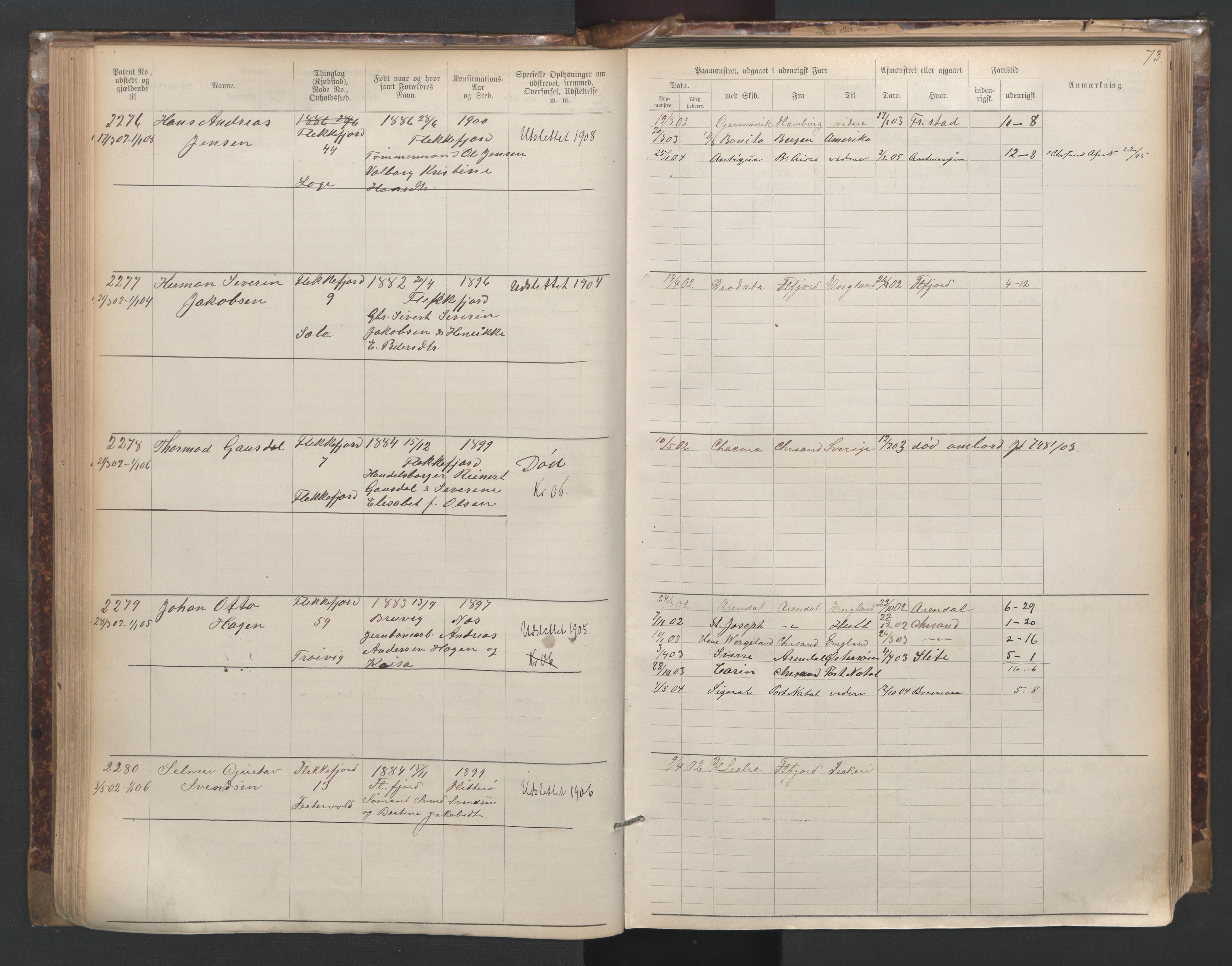 Flekkefjord mønstringskrets, SAK/2031-0018/F/Fa/L0003: Annotasjonsrulle nr 1921-2963 med register, N-3, 1892-1948, p. 104