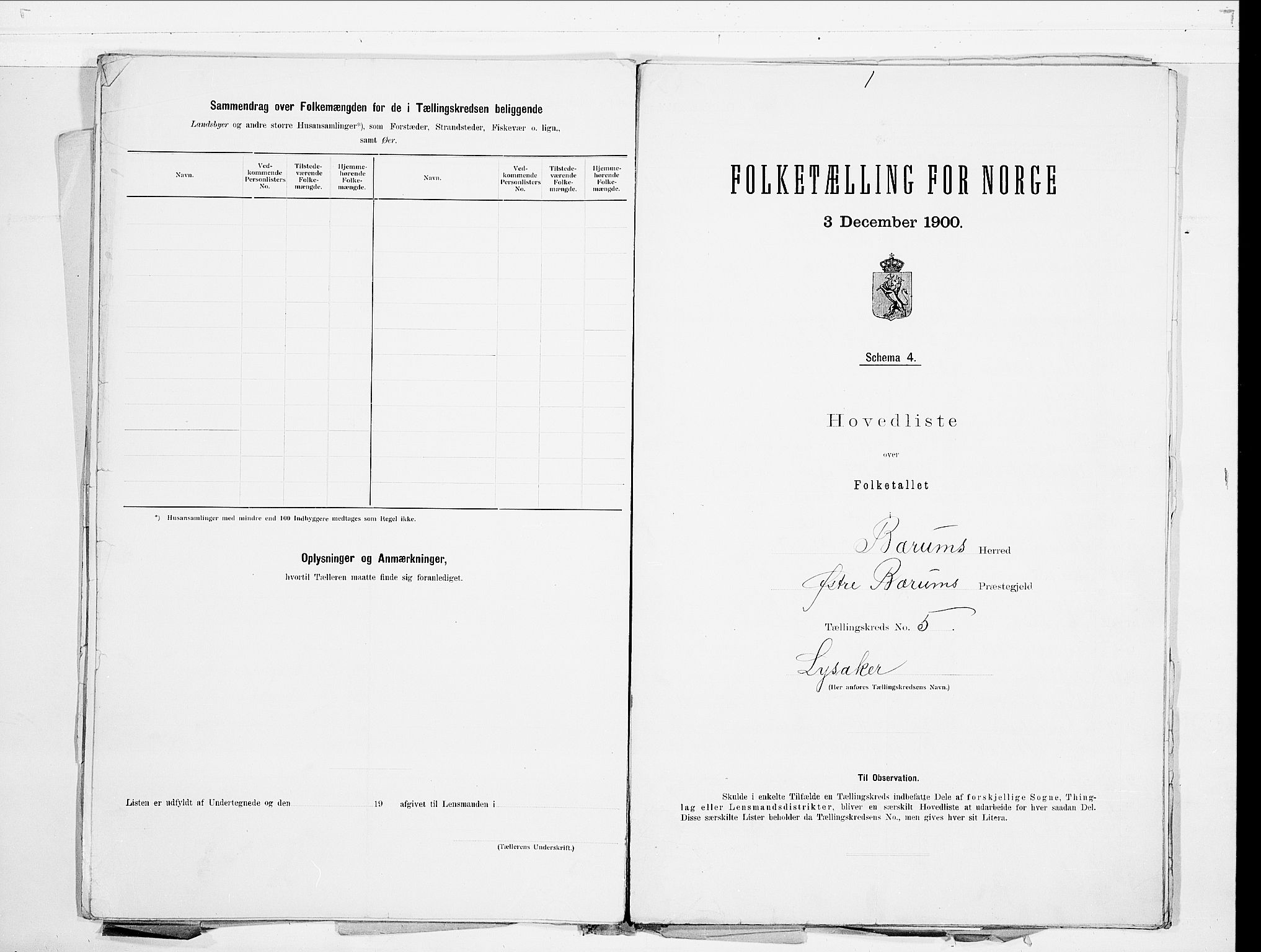 SAO, 1900 census for Bærum, 1900, p. 14