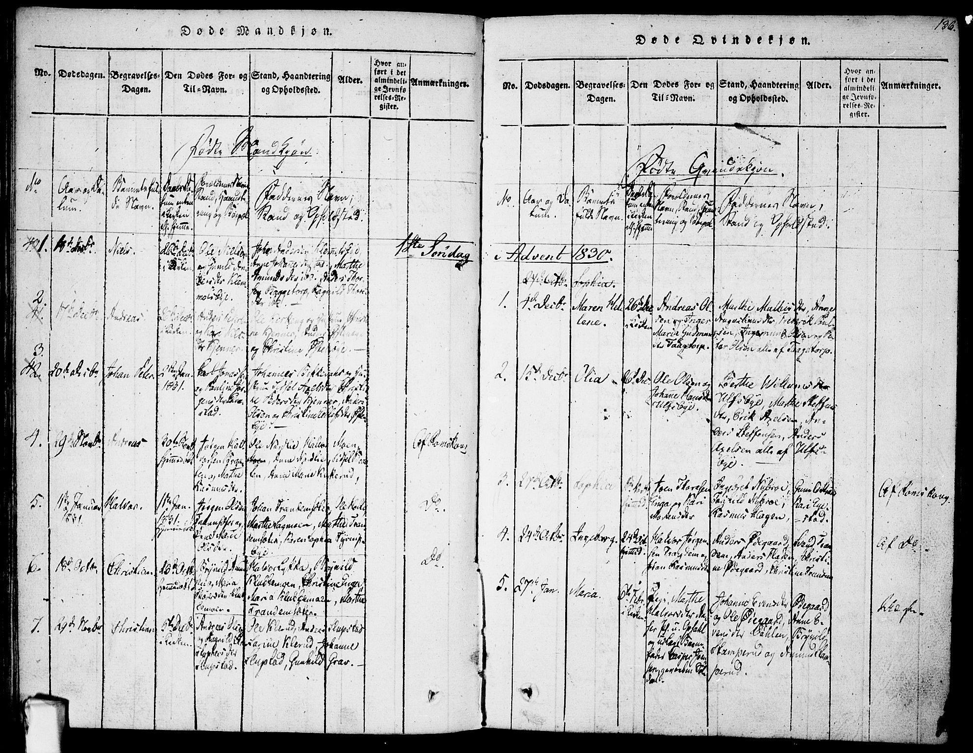 Rødenes prestekontor Kirkebøker, AV/SAO-A-2005/F/Fa/L0004: Parish register (official) no. I 4, 1814-1838, p. 136