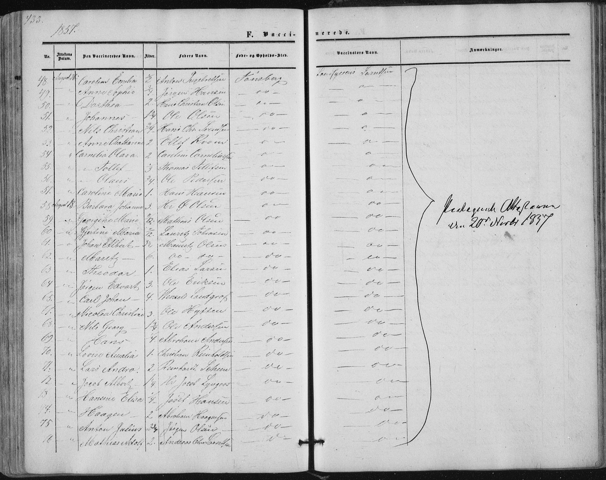 Tønsberg kirkebøker, AV/SAKO-A-330/F/Fa/L0008: Parish register (official) no. I 8, 1855-1864, p. 433