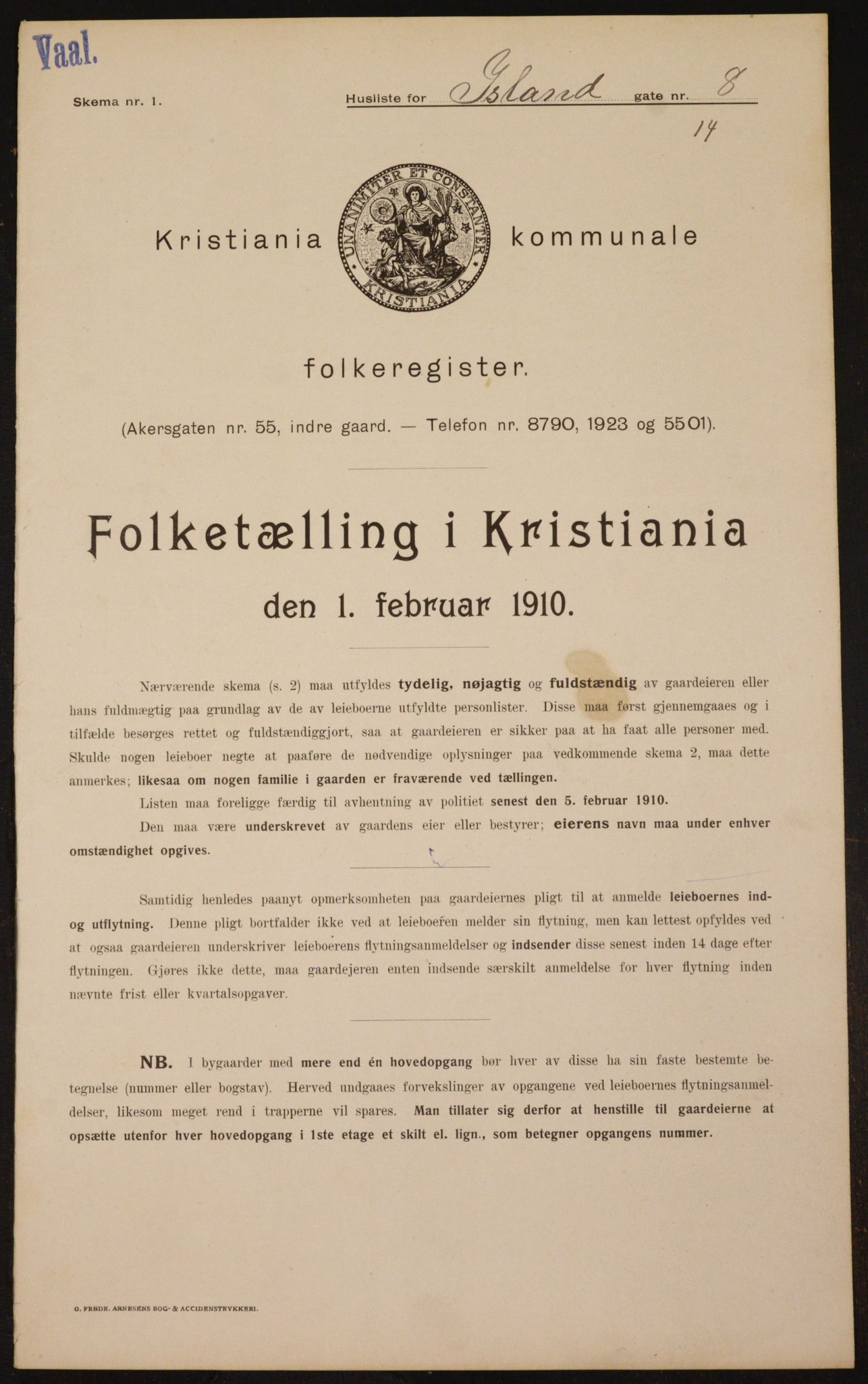 OBA, Municipal Census 1910 for Kristiania, 1910, p. 43472