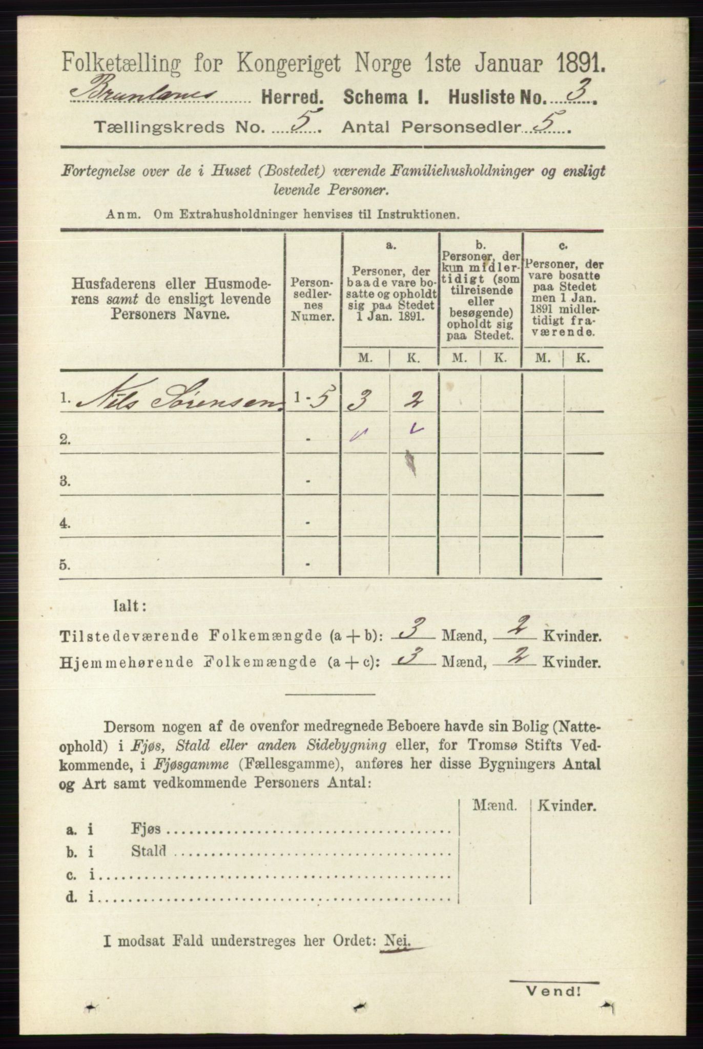 RA, 1891 census for 0726 Brunlanes, 1891, p. 2170