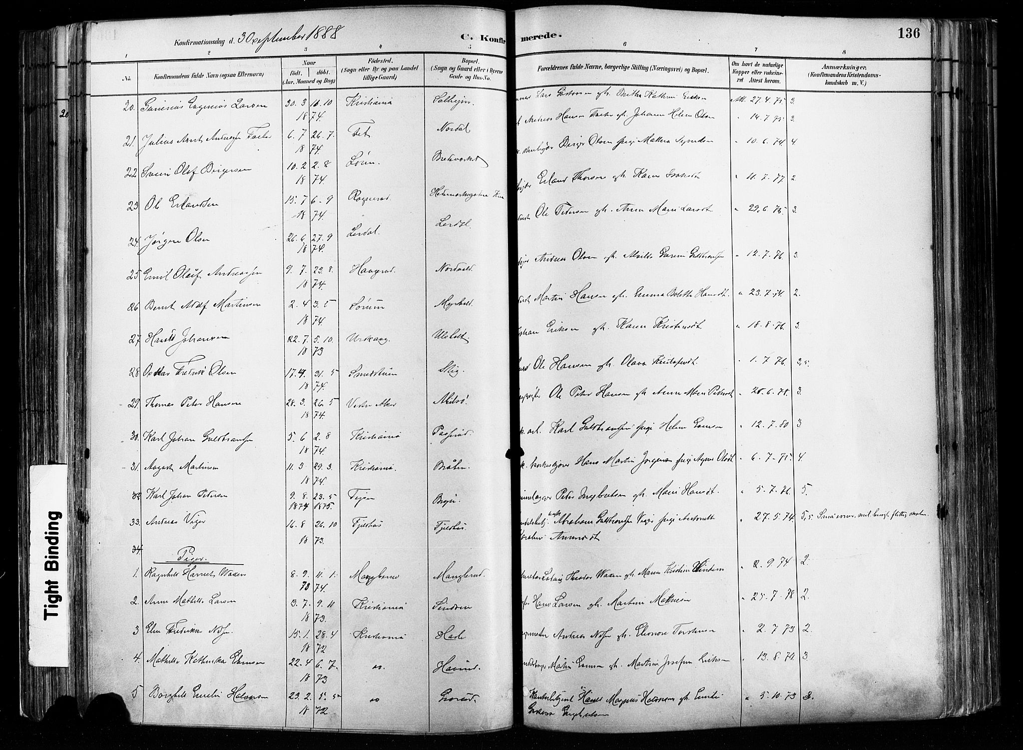 Østre Aker prestekontor Kirkebøker, AV/SAO-A-10840/F/Fa/L0008: Parish register (official) no. I 8, 1883-1894, p. 136