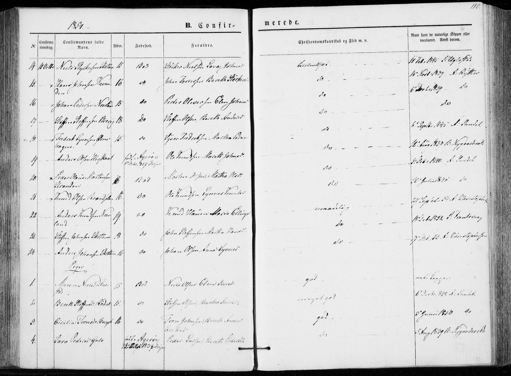 Ministerialprotokoller, klokkerbøker og fødselsregistre - Møre og Romsdal, SAT/A-1454/566/L0767: Parish register (official) no. 566A06, 1852-1868, p. 110