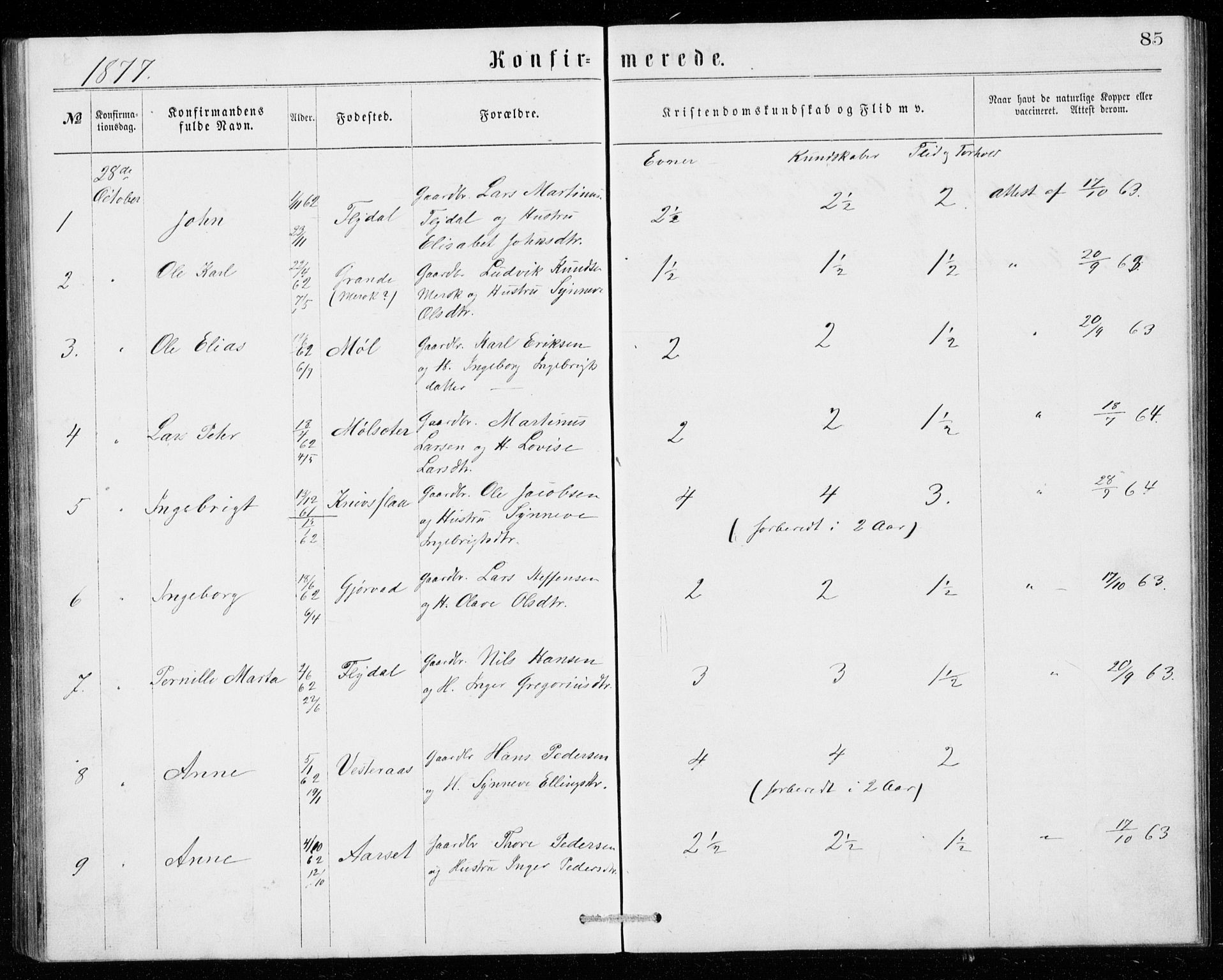 Ministerialprotokoller, klokkerbøker og fødselsregistre - Møre og Romsdal, SAT/A-1454/518/L0235: Parish register (copy) no. 518C02, 1867-1888, p. 85