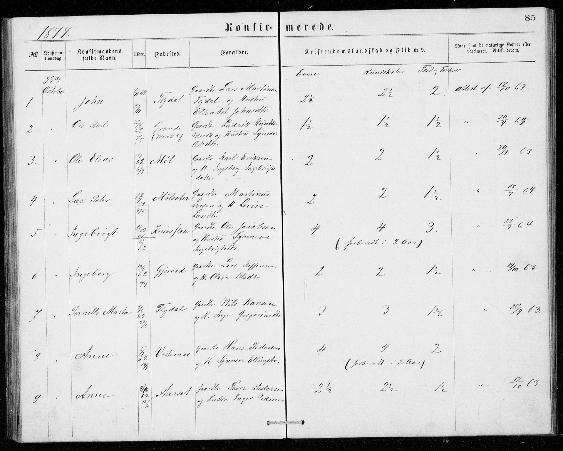 Ministerialprotokoller, klokkerbøker og fødselsregistre - Møre og Romsdal, AV/SAT-A-1454/518/L0235: Parish register (copy) no. 518C02, 1867-1888, p. 85