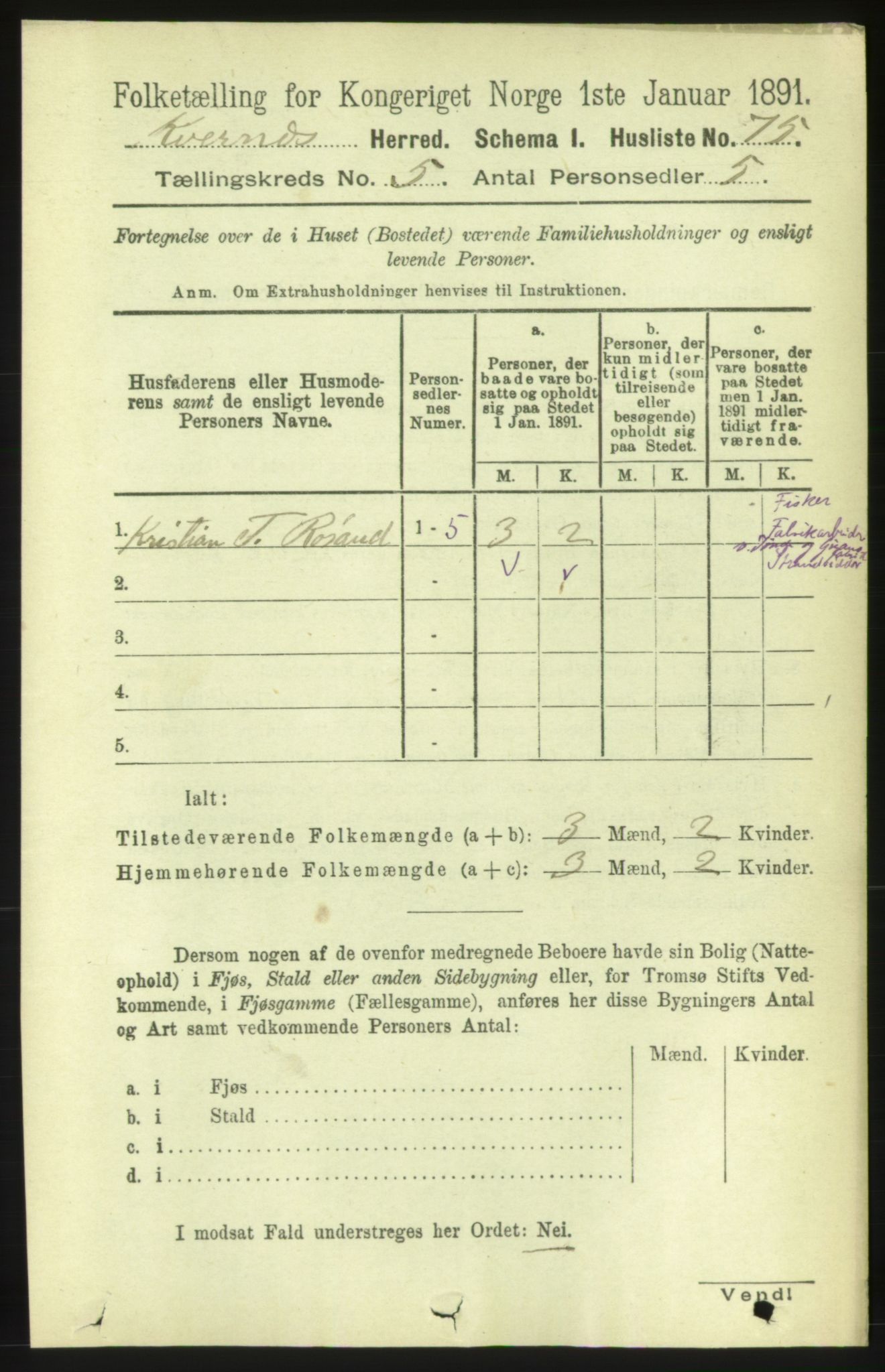 RA, 1891 census for 1553 Kvernes, 1891, p. 2326