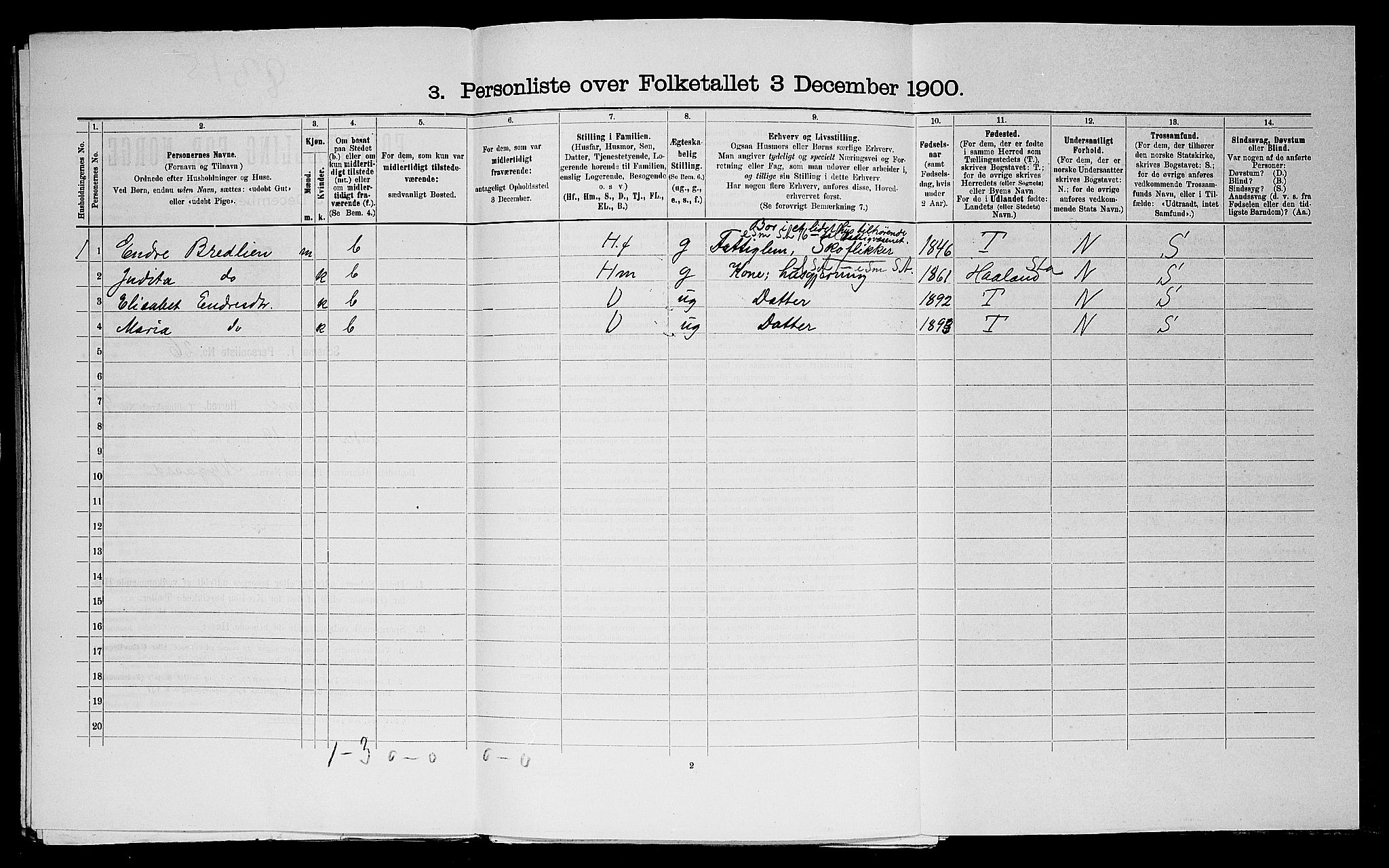 SAST, 1900 census for Time, 1900, p. 814